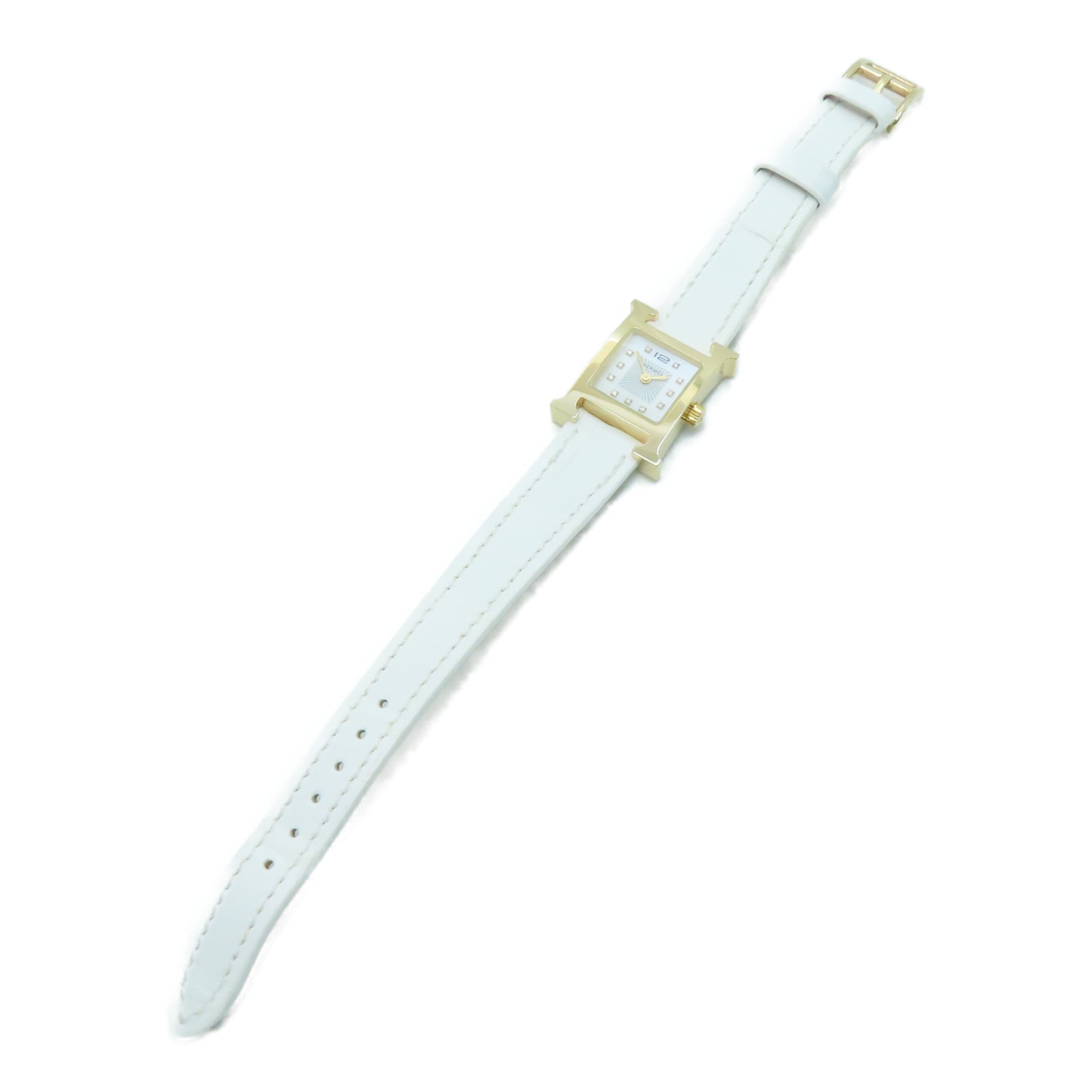 HERMES H watch不锈钢手表石英机芯白色