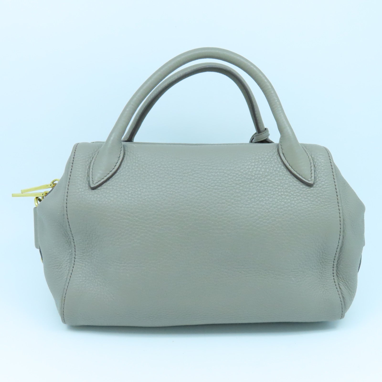 PRADA Cowhide Leather 2way Shoulder Bag Gold Buckle Handle Shoulder Bag Gray
