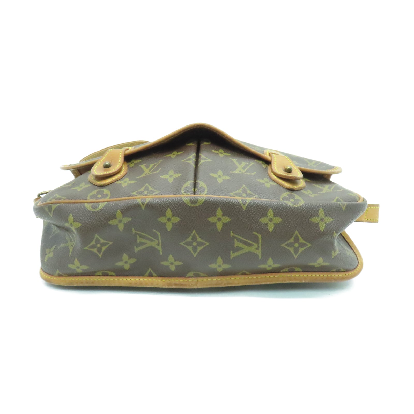 LOUIS VUITTON Monogram Gibeciere MM金扣肩背袋棕色