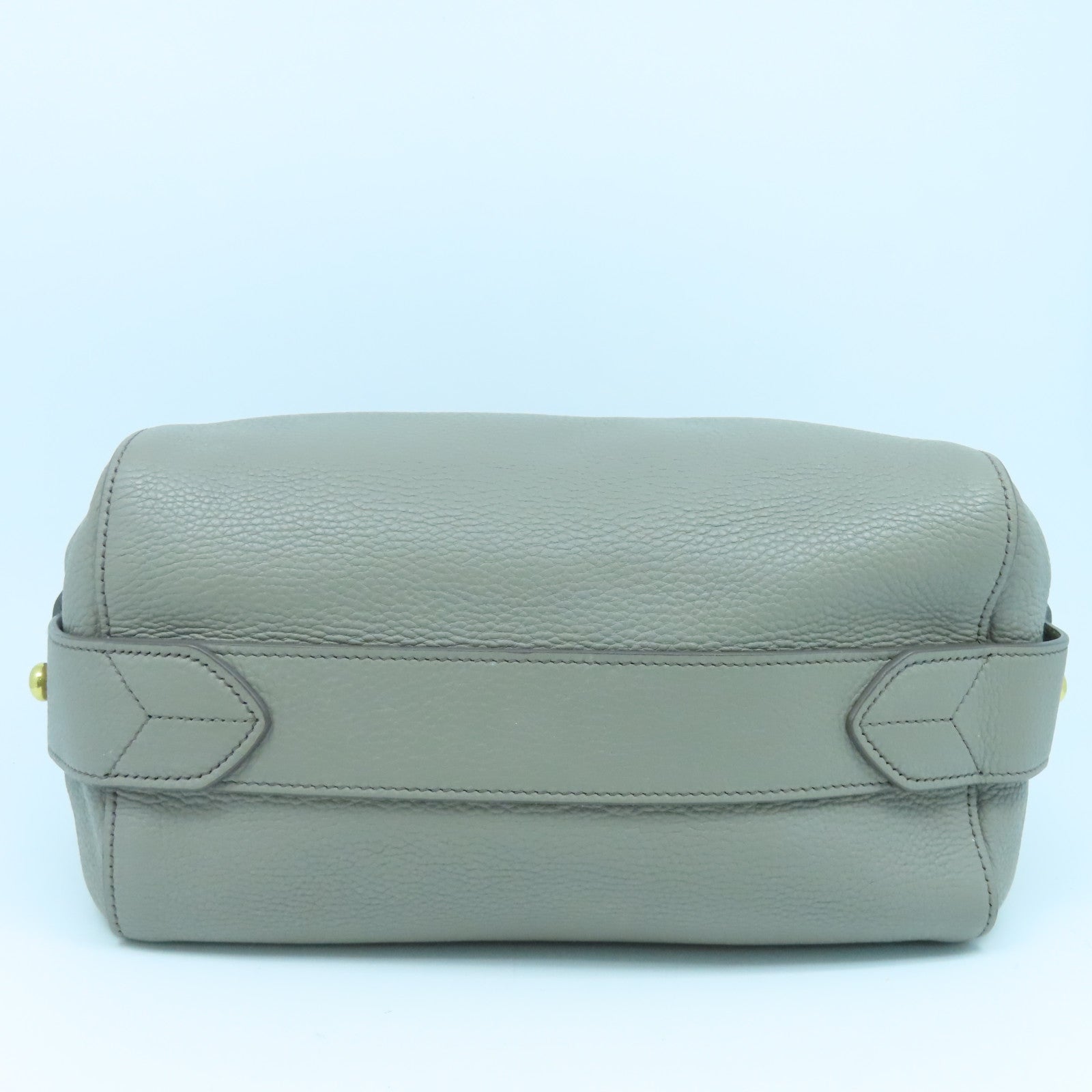 PRADA Cowhide Leather 2way Shoulder Bag Gold Buckle Handle Shoulder Bag Gray