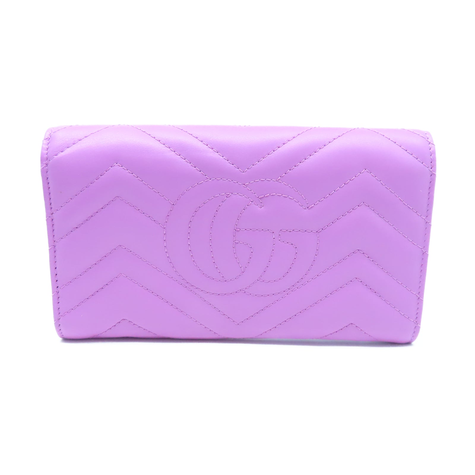 GUCCI 斜紋牛皮皮革GG Marmont Long Wallet金扣長錢包紫色
