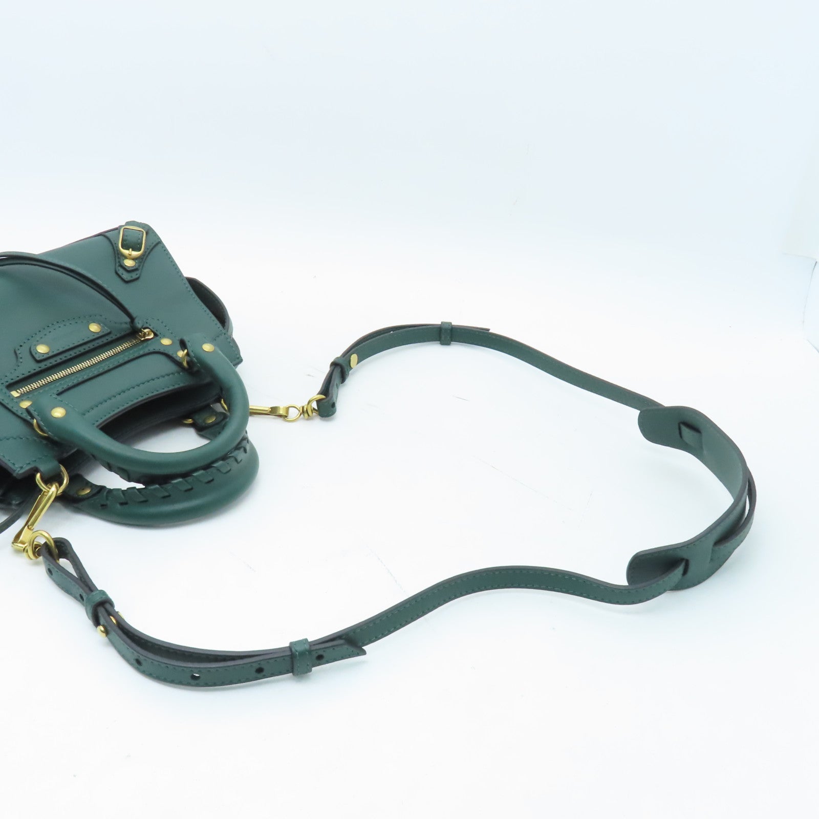 BALENCIAGA 牛皮皮革Neo Classic金扣手挽肩背兩用袋綠色