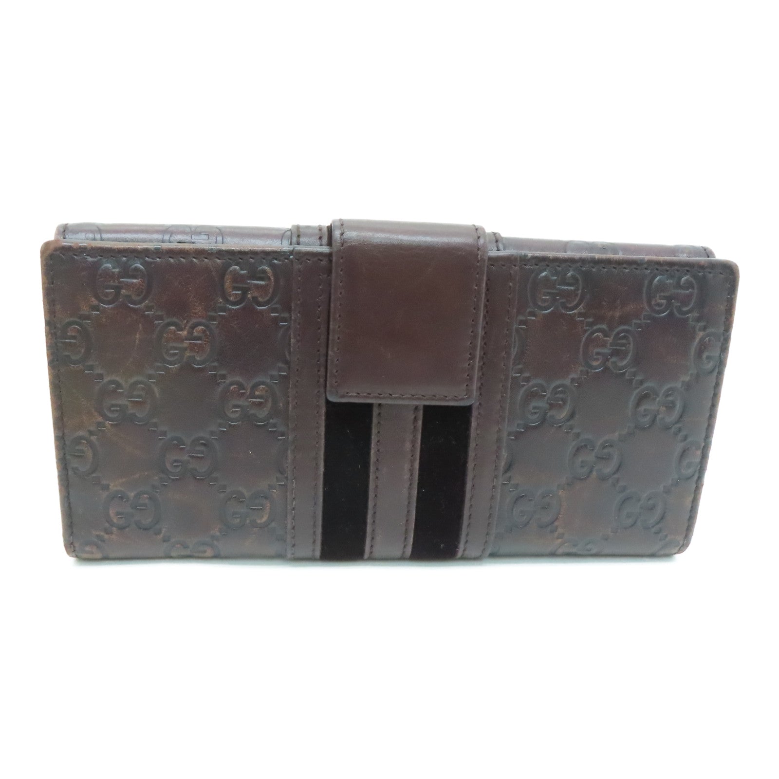 GUCCI 牛皮皮革Long Wallet金扣長錢包啡色