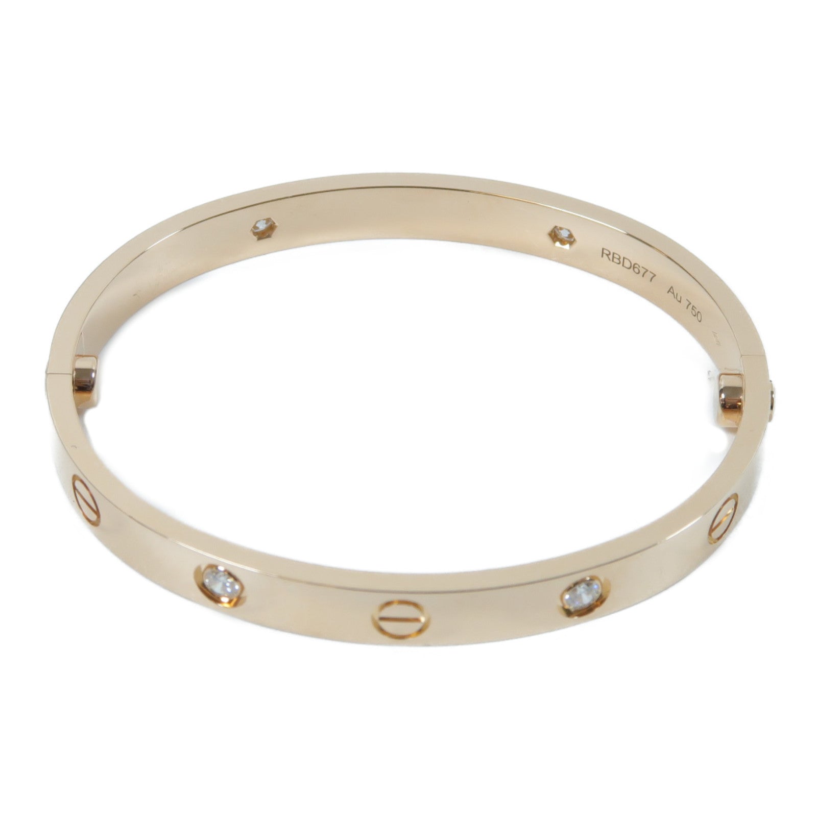 CARTIER 18K玫瑰金Love Bracelet 4P Diamonds 0.42ct鑽石手鐲Cartier#16