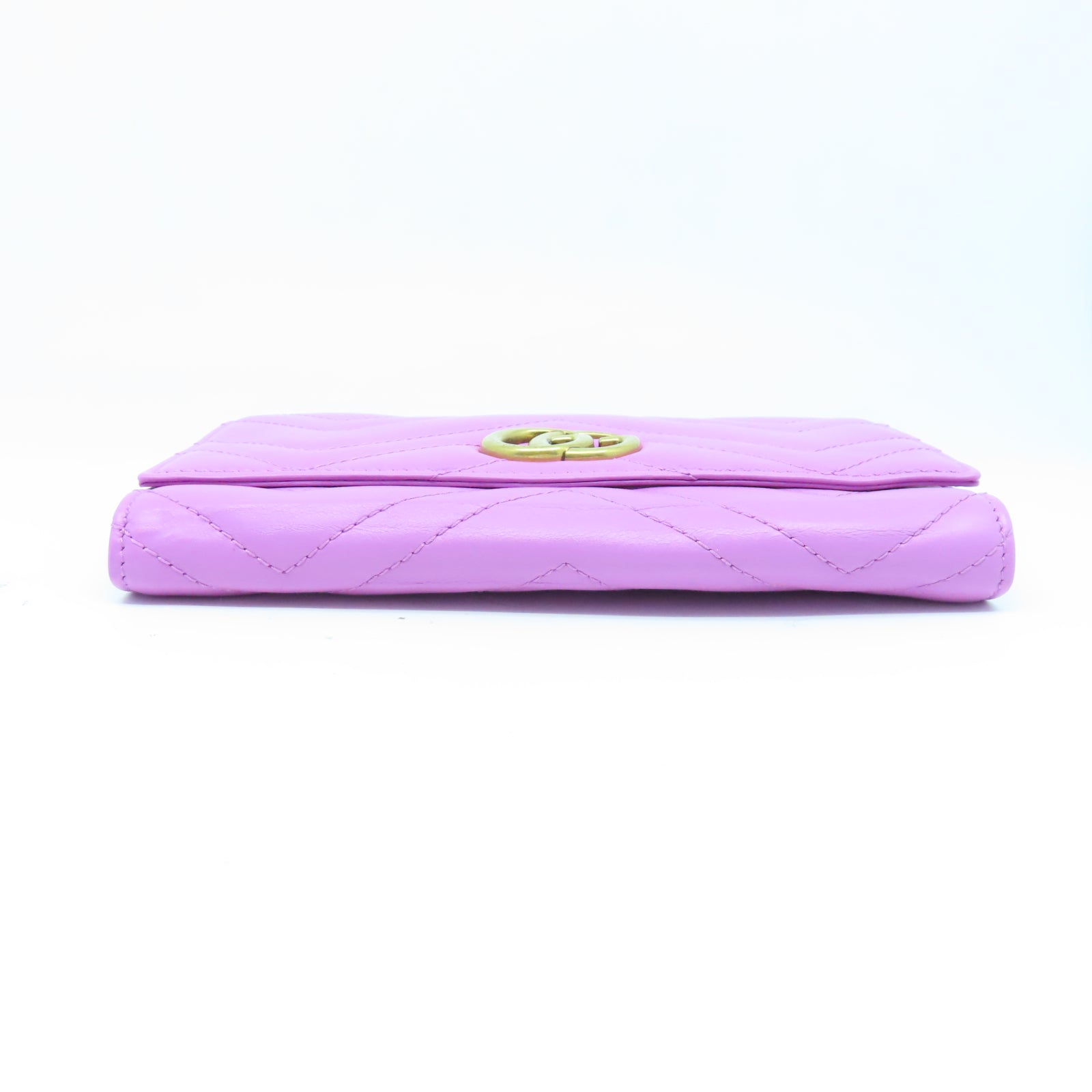 GUCCI 斜紋牛皮皮革GG Marmont Long Wallet金扣長錢包紫色