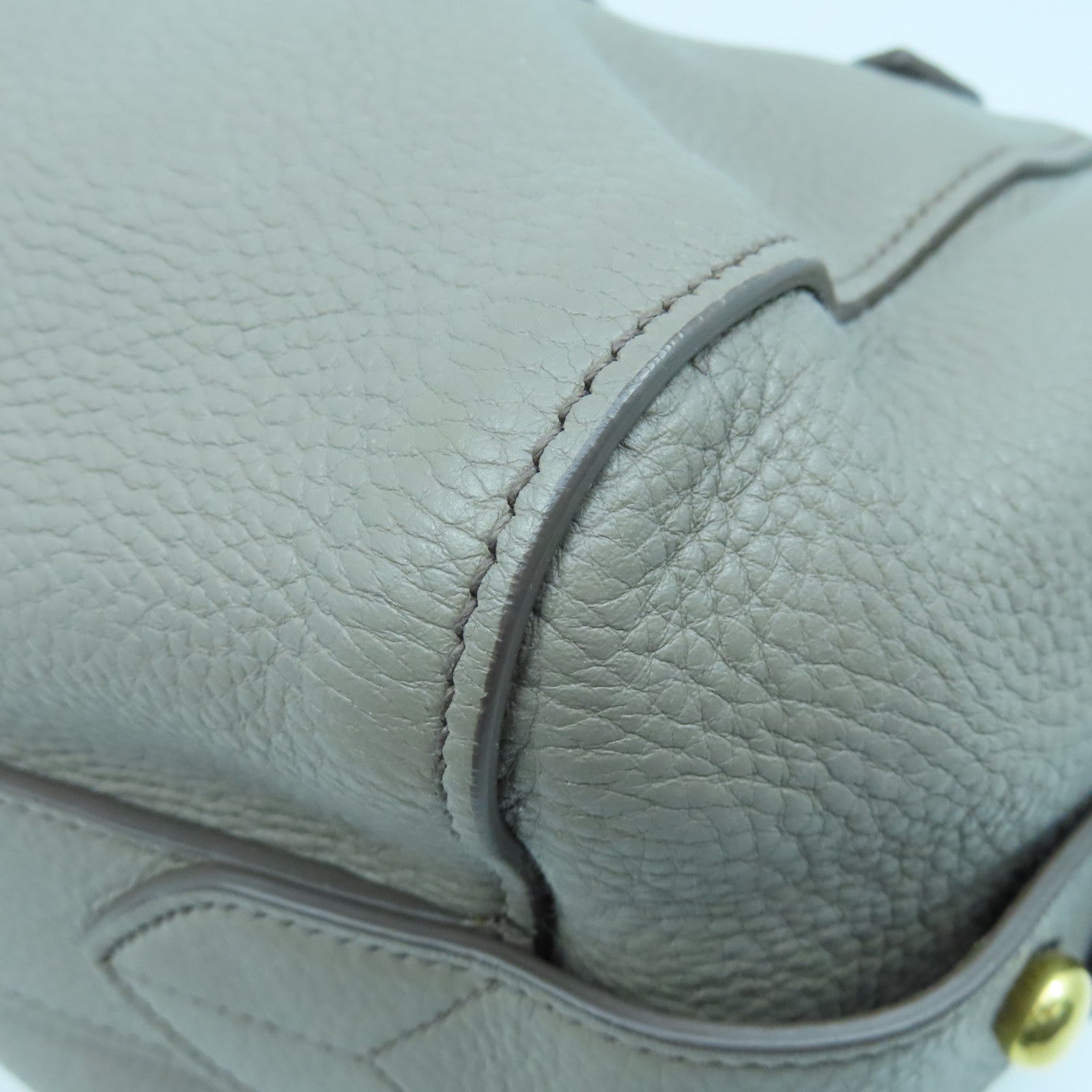 PRADA Cowhide Leather 2way Shoulder Bag Gold Buckle Handle Shoulder Bag Gray