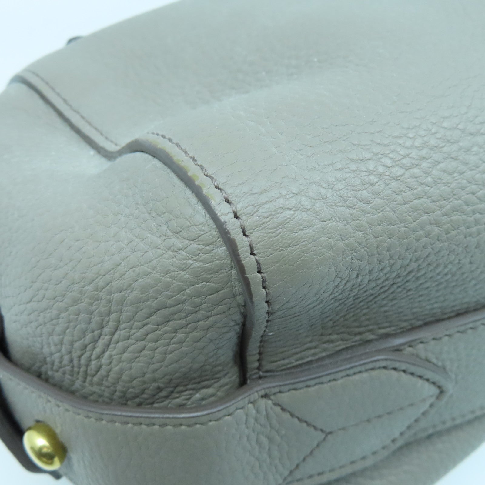 PRADA Cowhide Leather 2way Shoulder Bag Gold Buckle Handle Shoulder Bag Gray