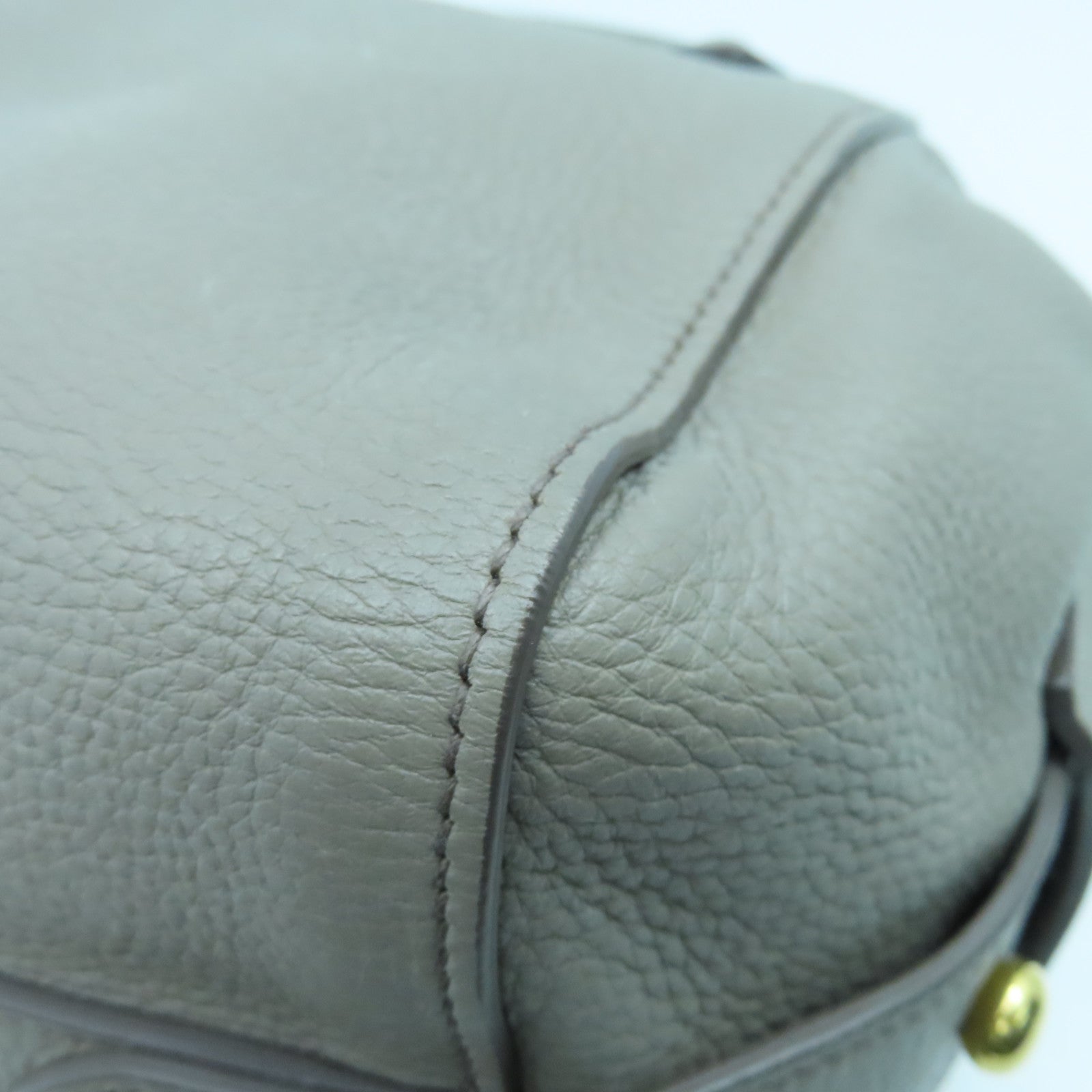 PRADA Cowhide Leather 2way Shoulder Bag Gold Buckle Handle Shoulder Bag Gray