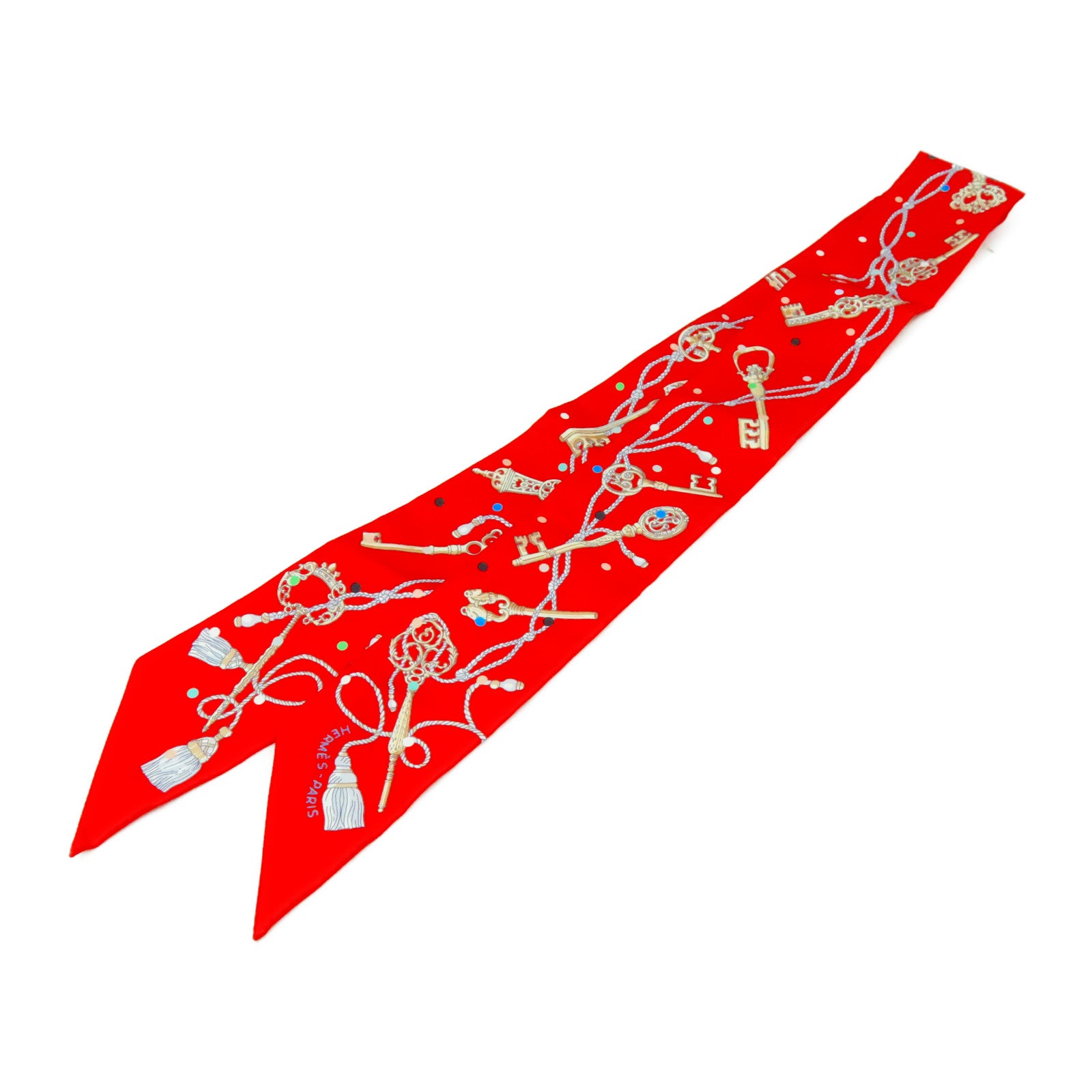 HERMES 絲質Twilly絲巾紅色