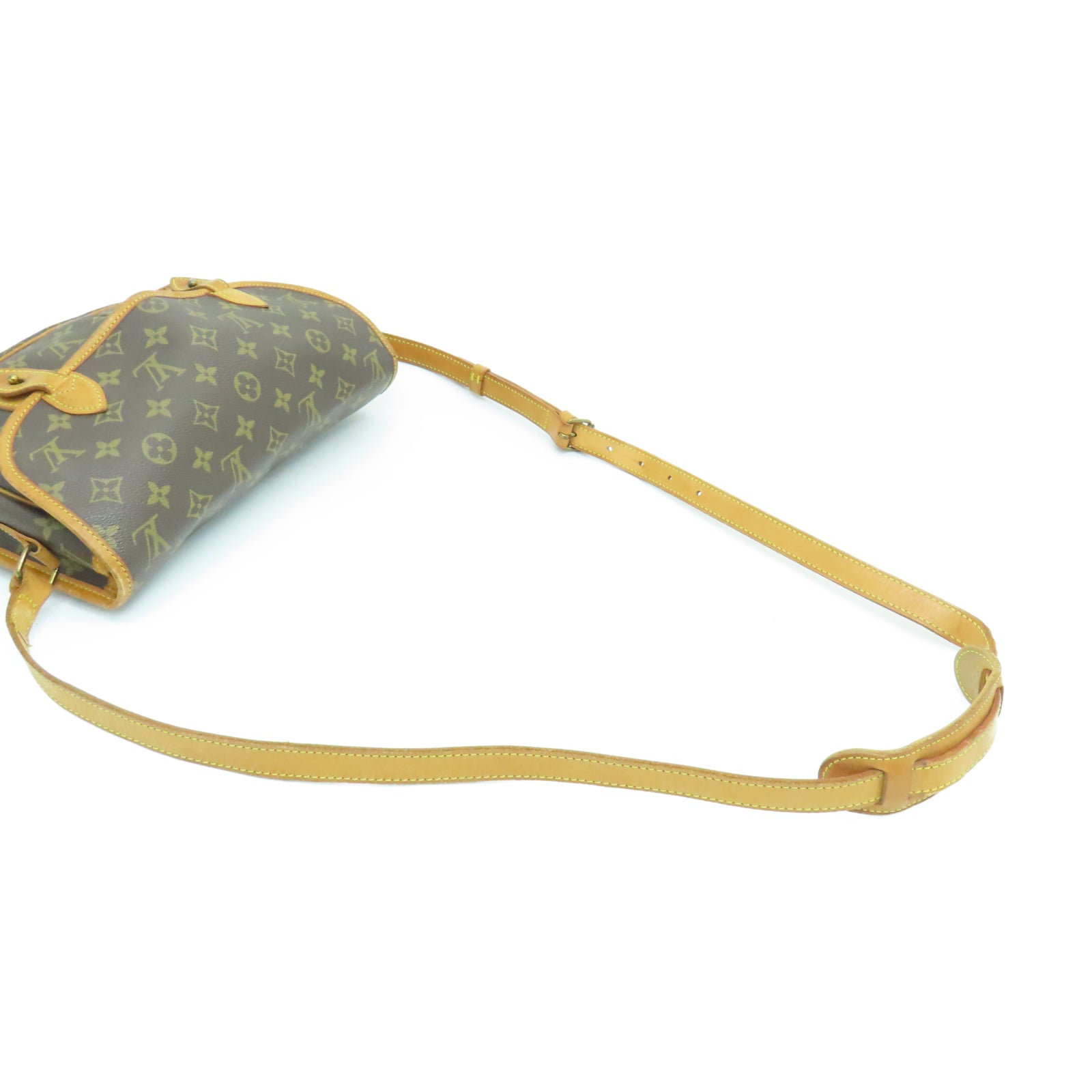 LOUIS VUITTON Monogram Gibeciere MM金扣肩背袋棕色