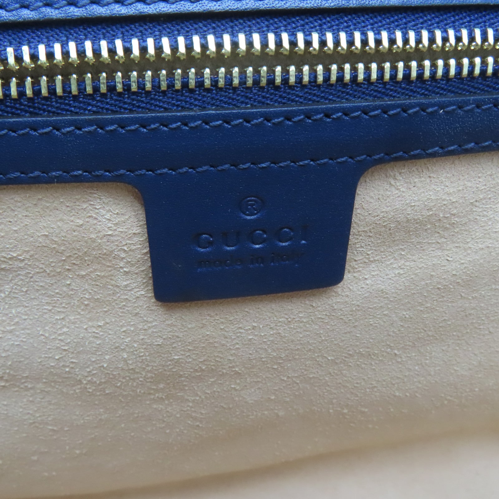 GUCCI 牛皮皮革Chain Bag金扣鏈帶肩背袋海軍藍色