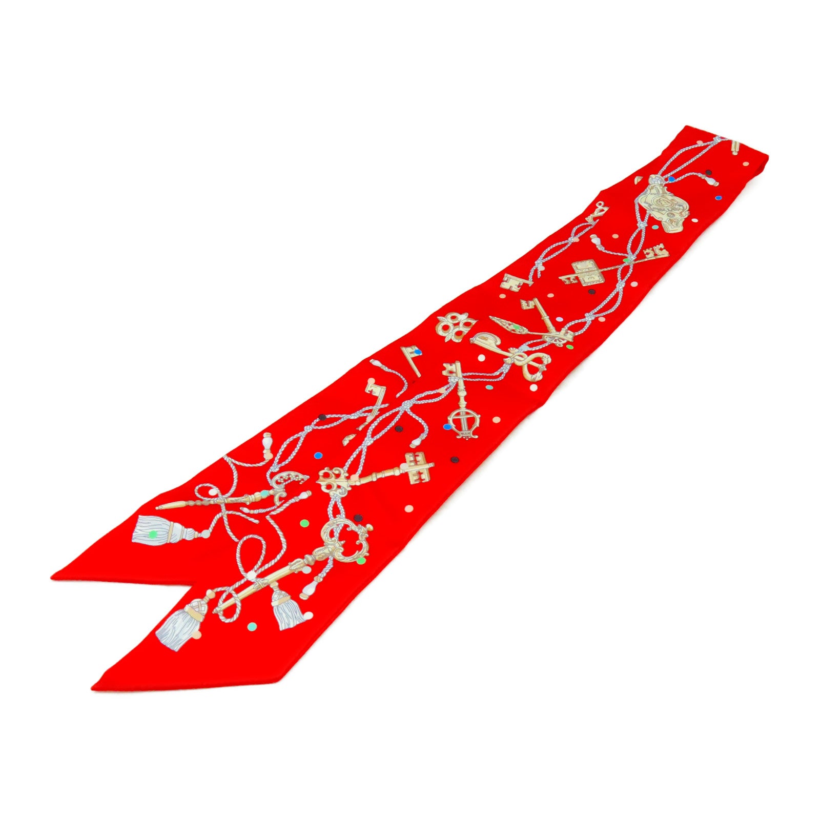 HERMES 絲質Twilly絲巾紅色