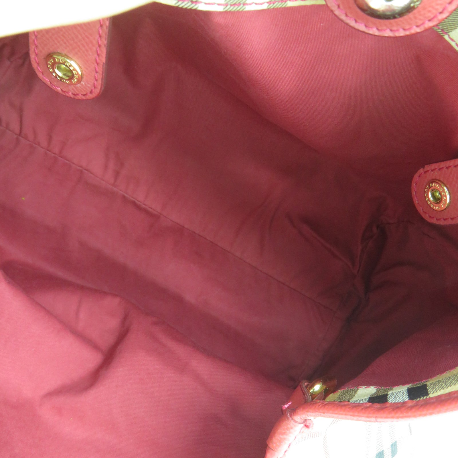 BURBERRY 塗層帆布Shoulder Bag金扣紅色/米色
