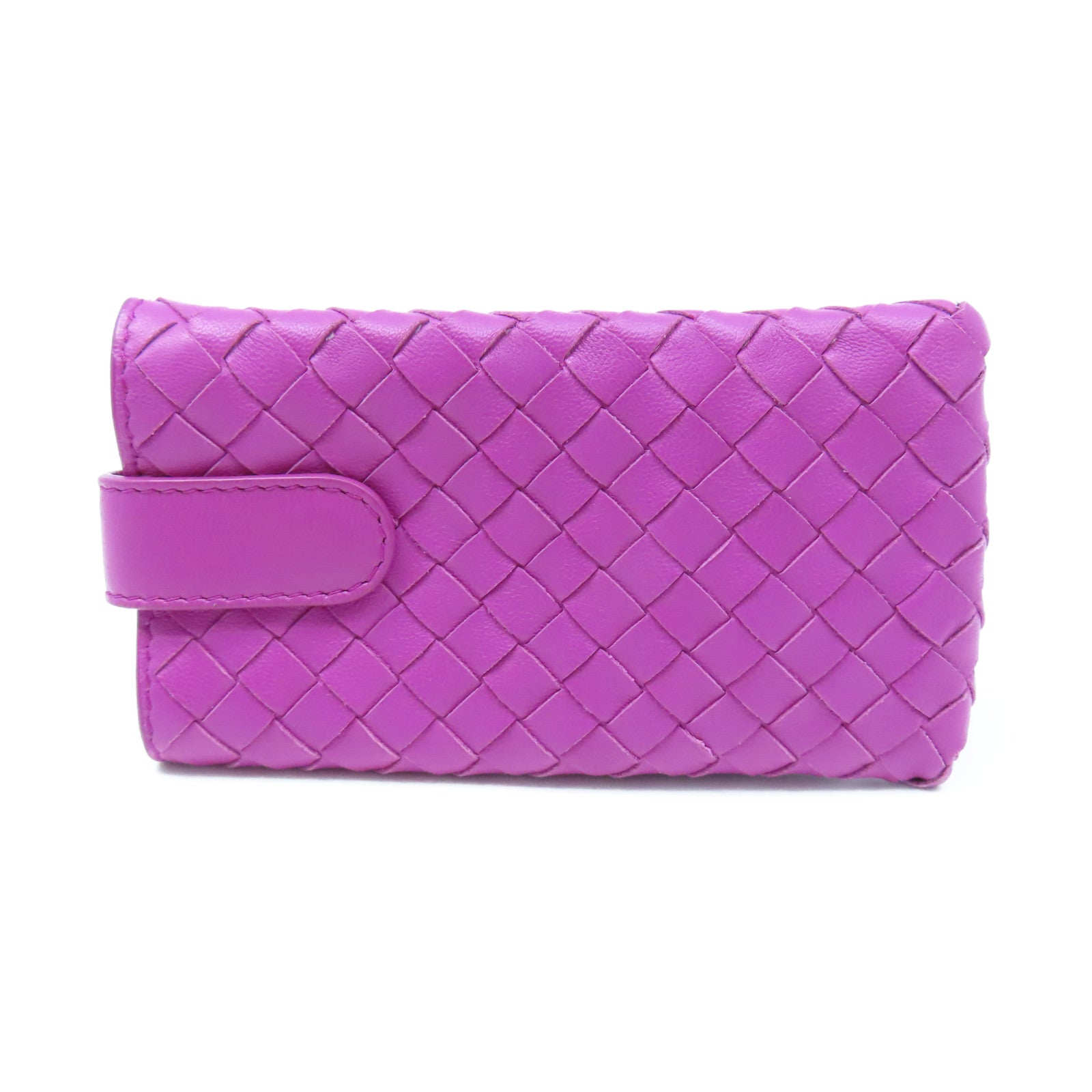 BOTTEGA VENETA Textured Leather Pouch Clutch Purple