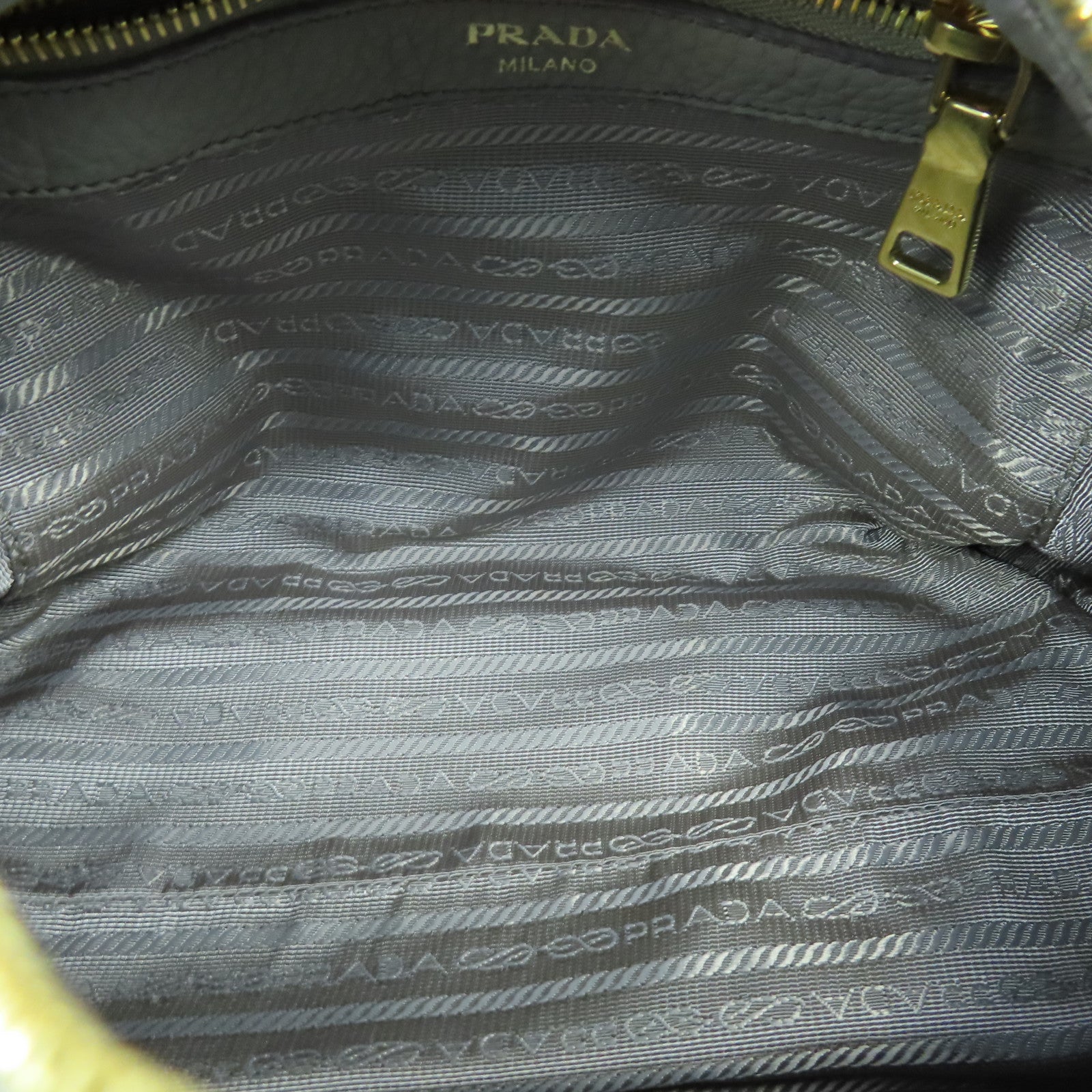 PRADA Cowhide Leather 2way Shoulder Bag Gold Buckle Handle Shoulder Bag Gray