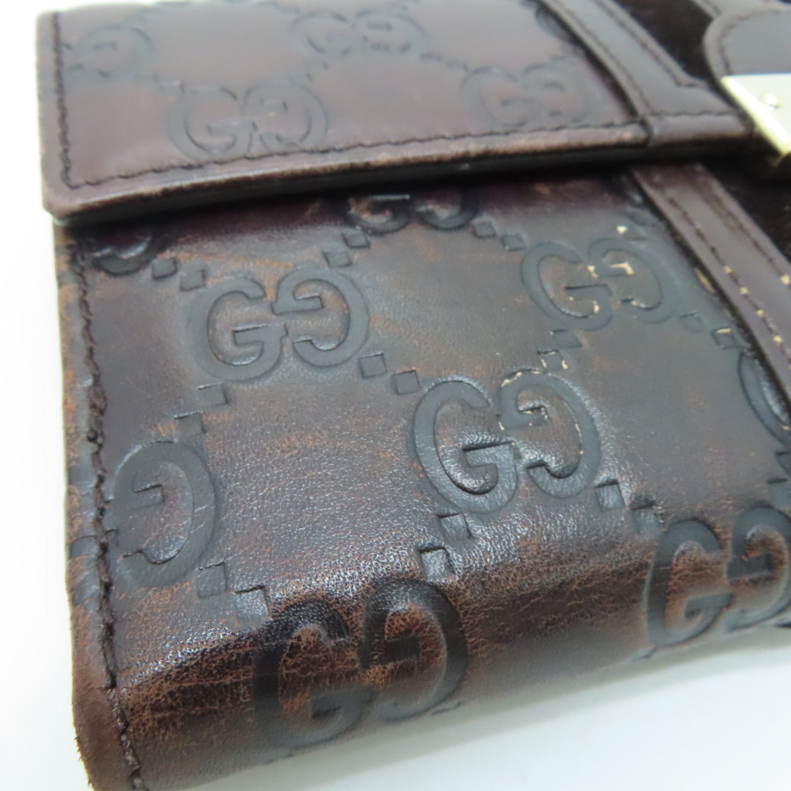GUCCI 牛皮皮革Long Wallet金扣長錢包啡色