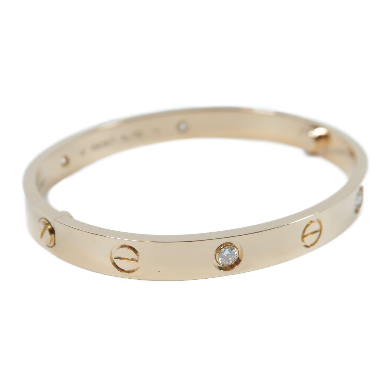 CARTIER 18K玫瑰金Love Bracelet 4P Diamonds 0.42ct鑽石手鐲Cartier#16