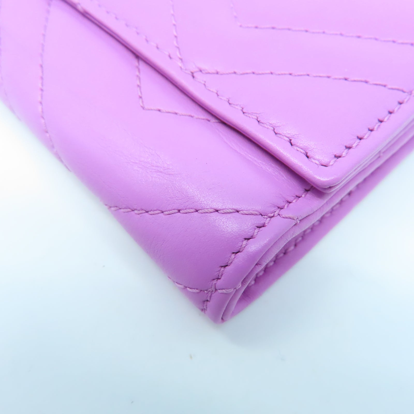 GUCCI 斜紋牛皮皮革GG Marmont Long Wallet金扣長錢包紫色
