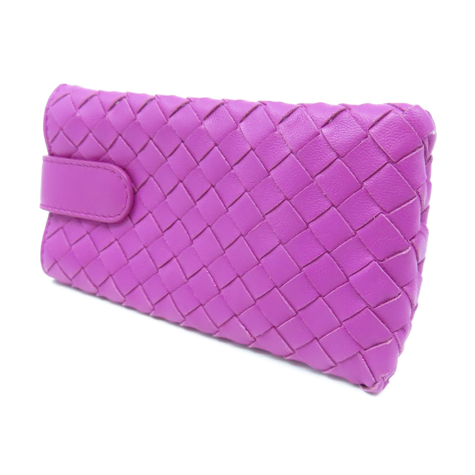 BOTTEGA VENETA Textured Leather Pouch Clutch Purple