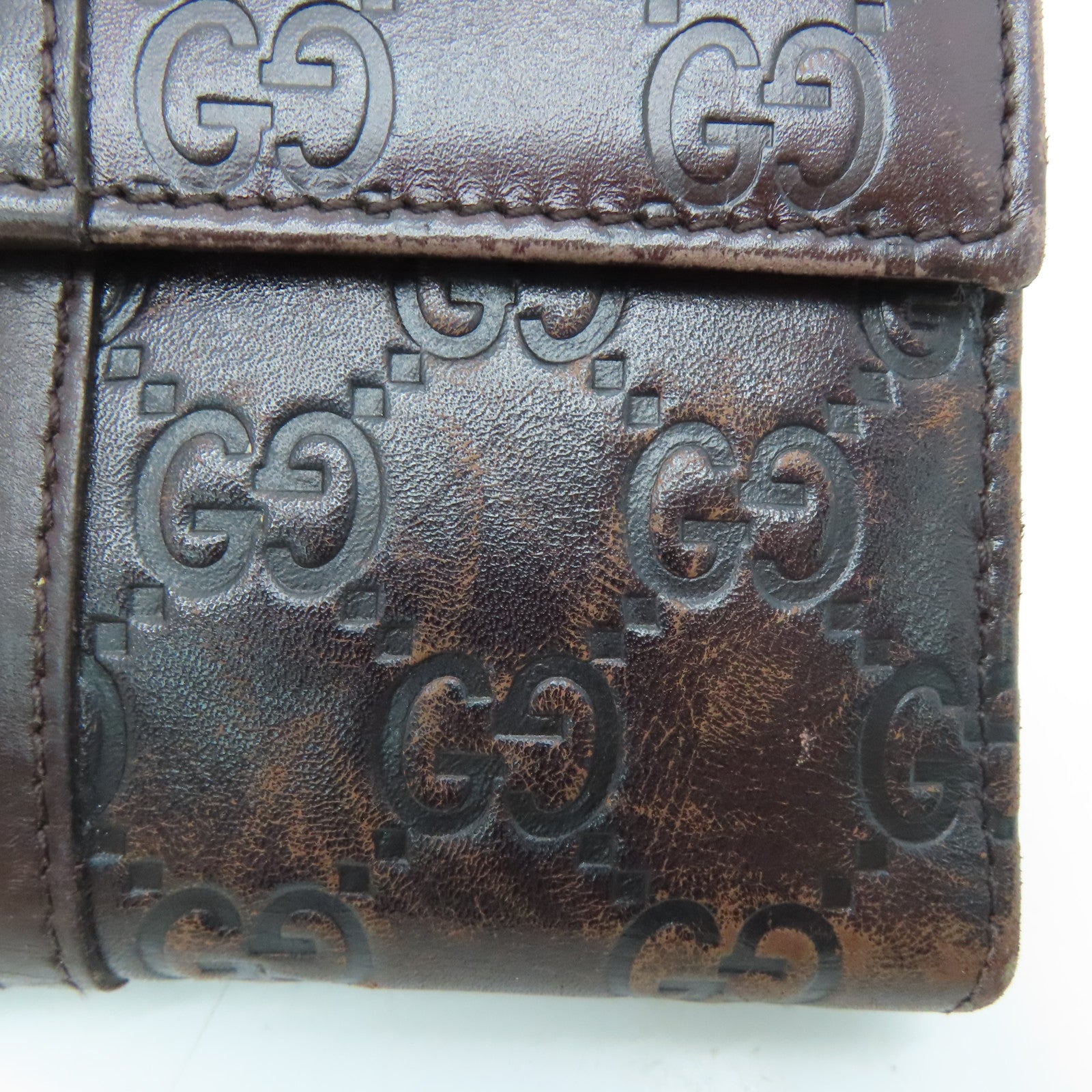 GUCCI 牛皮皮革Long Wallet金扣長錢包啡色