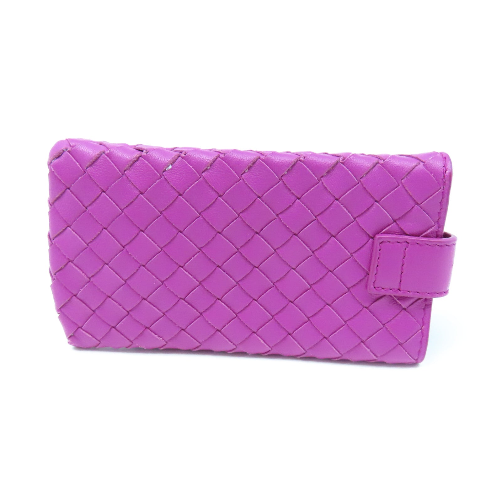 BOTTEGA VENETA Textured Leather Pouch Clutch Purple