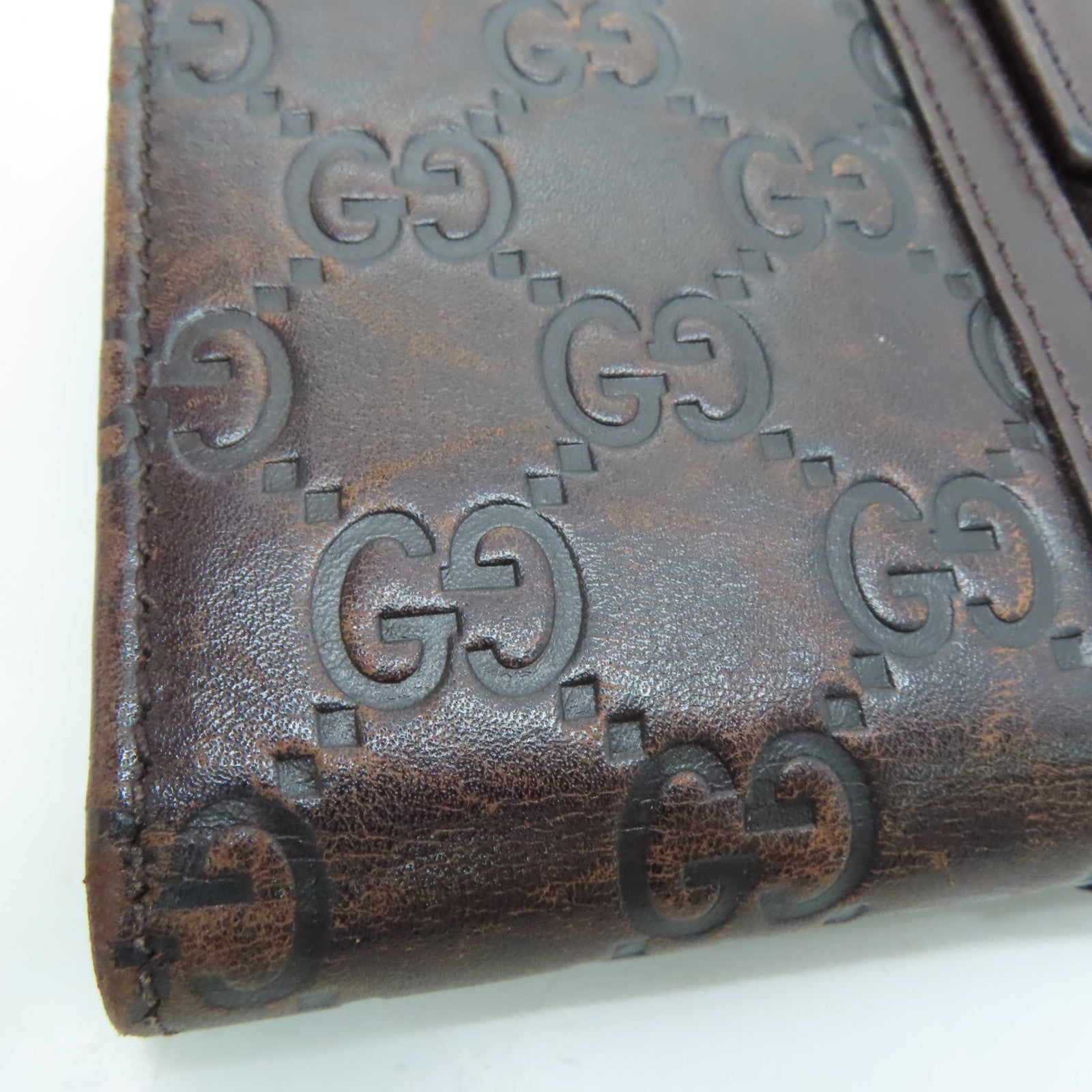 GUCCI 牛皮皮革Long Wallet金扣長錢包啡色