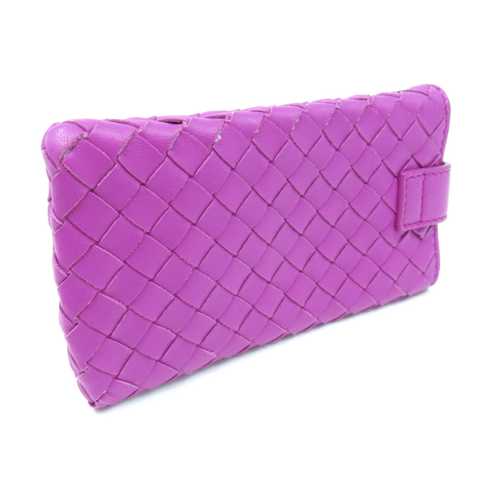BOTTEGA VENETA Textured Leather Pouch Clutch Purple