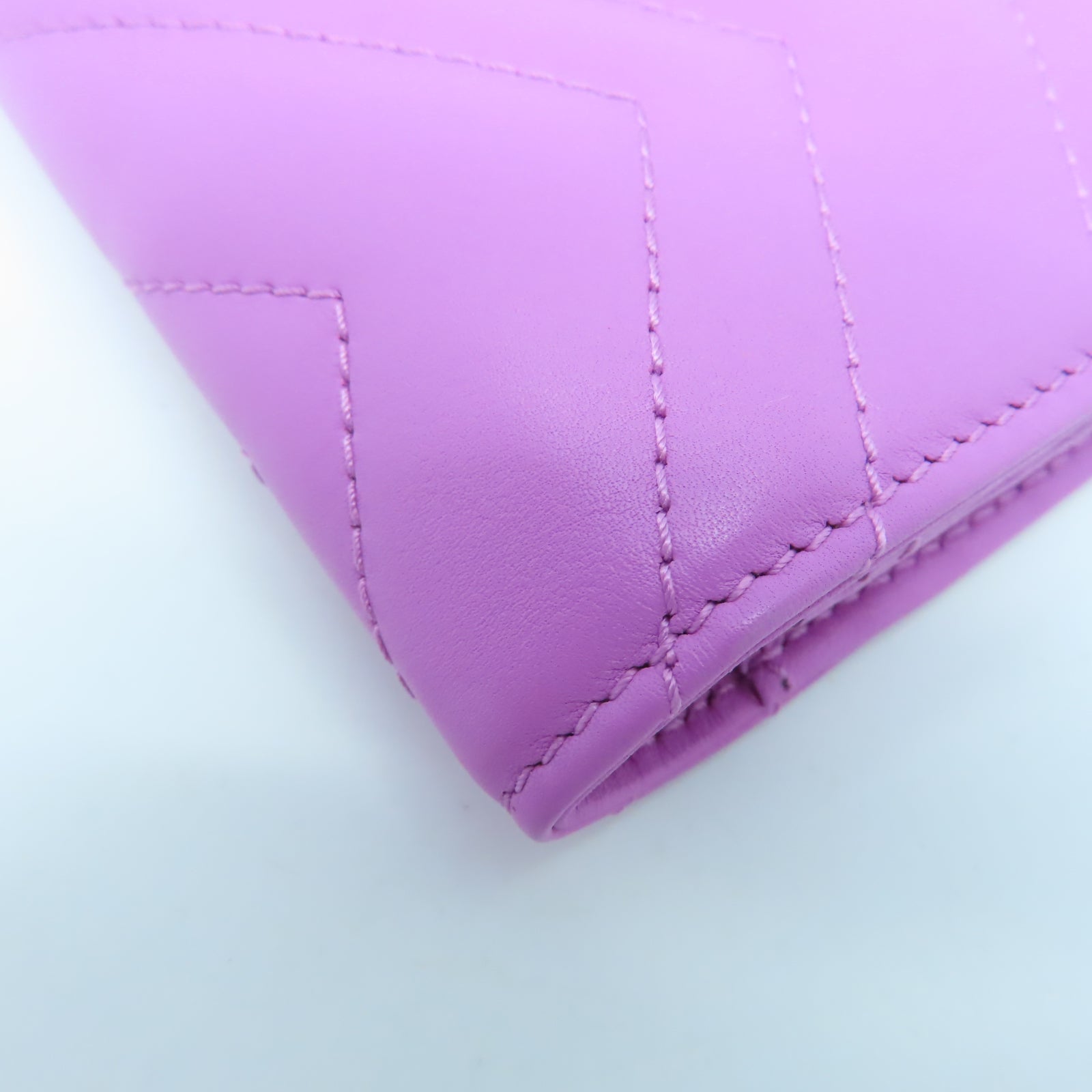 GUCCI 斜紋牛皮皮革GG Marmont Long Wallet金扣長錢包紫色