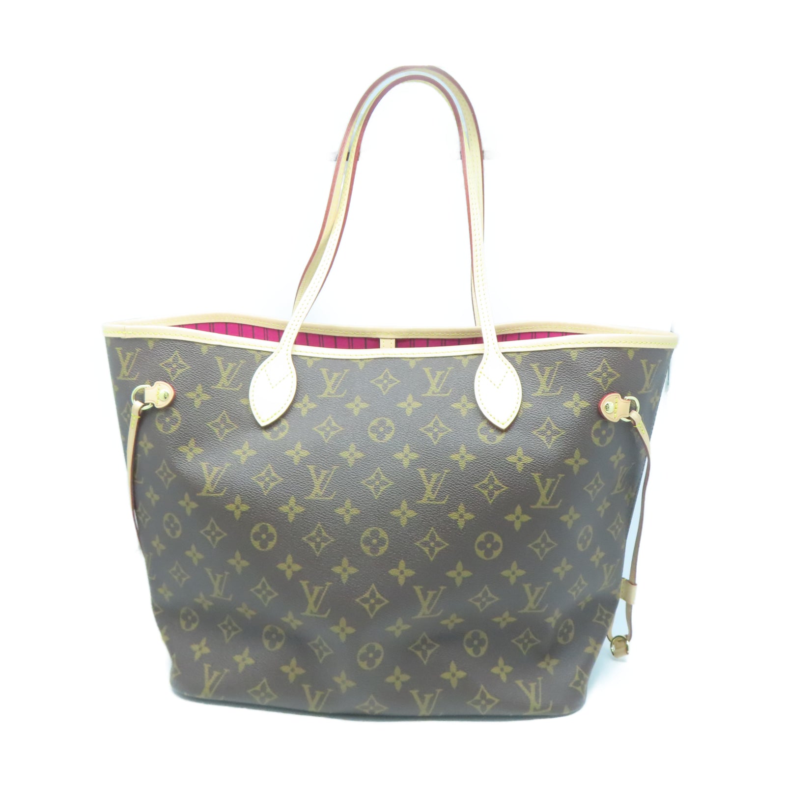 LOUIS VUITTON Monogram Neverfull MM金扣手挽袋棕色