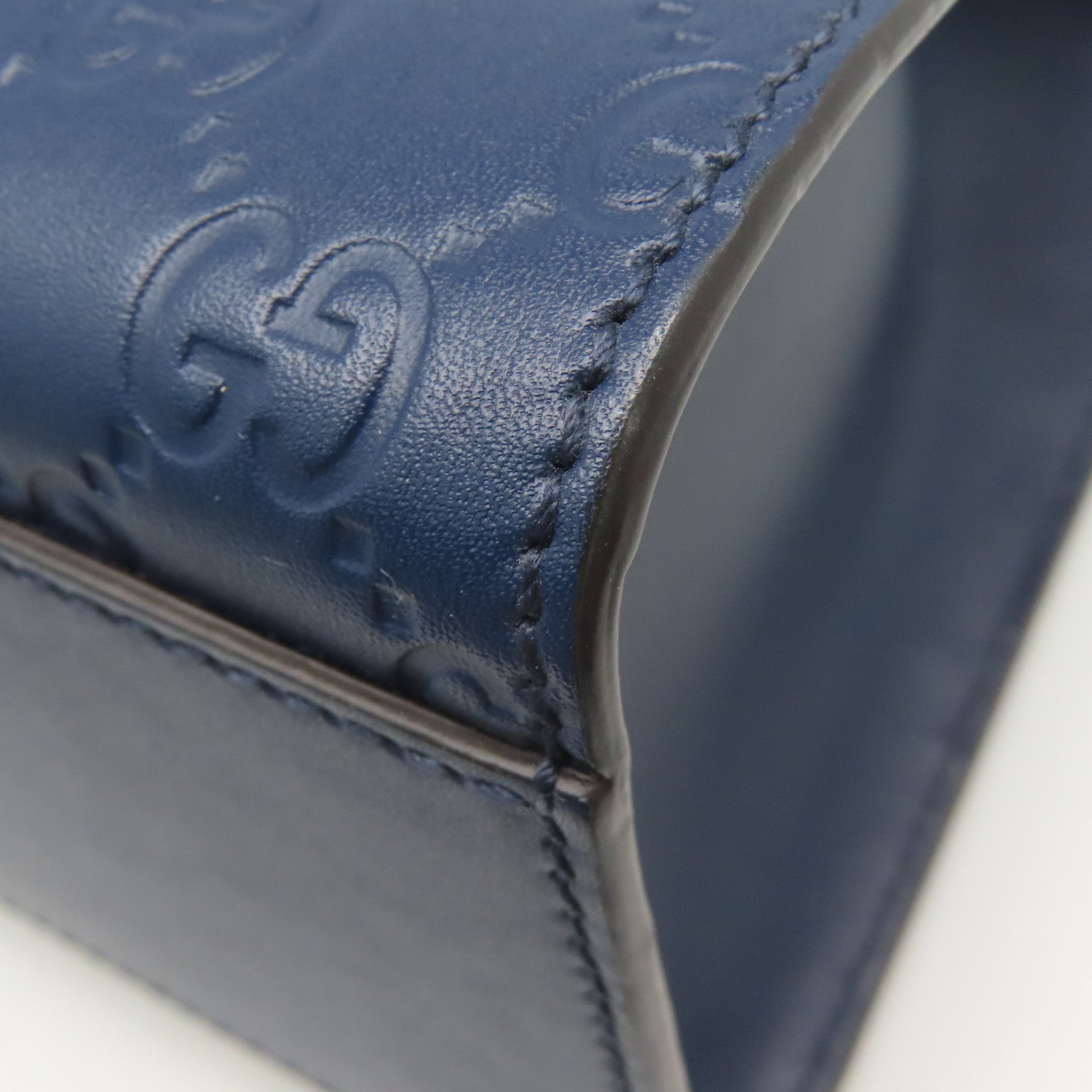 GUCCI 牛皮皮革Chain Bag金扣鏈帶肩背袋海軍藍色