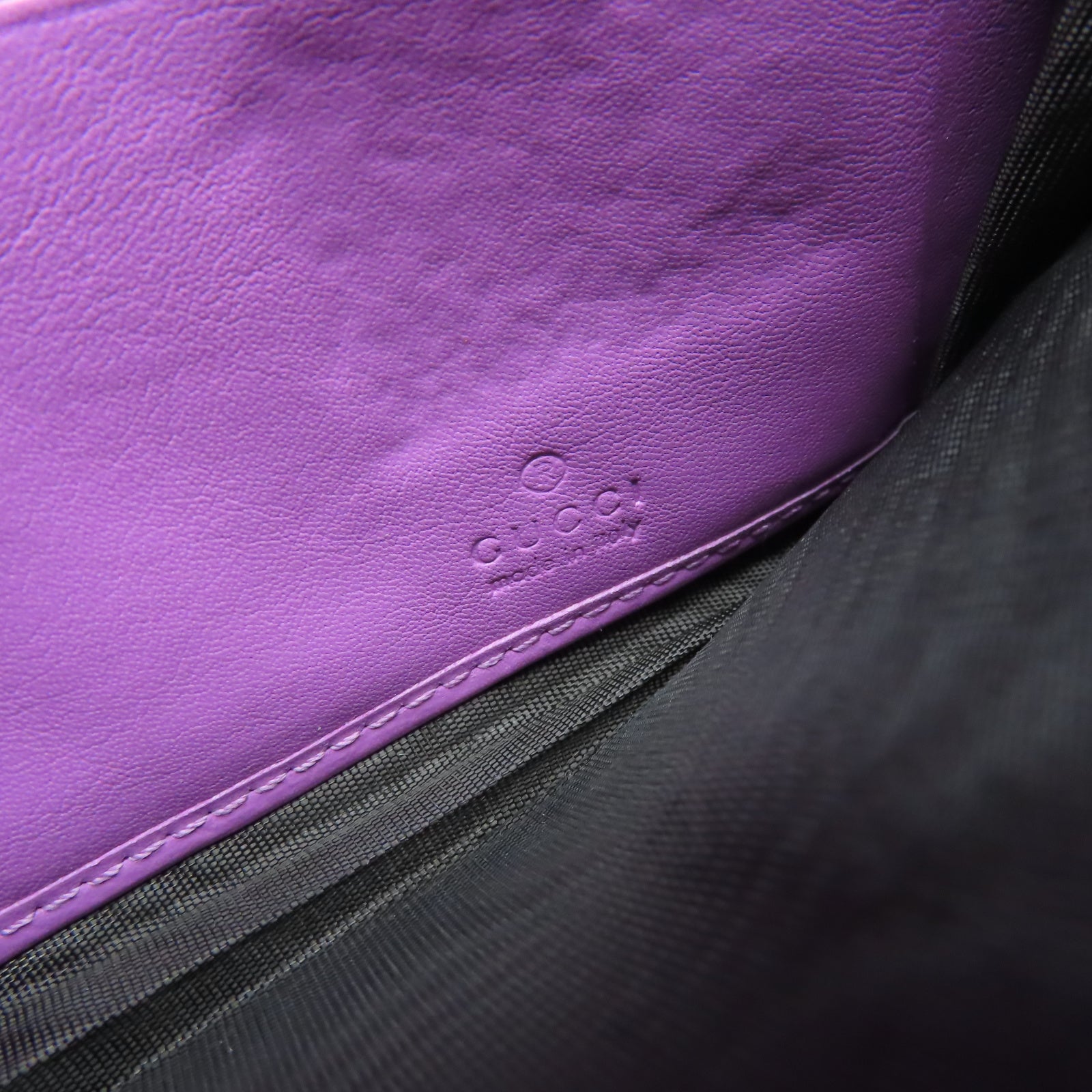 GUCCI 斜紋牛皮皮革GG Marmont Long Wallet金扣長錢包紫色