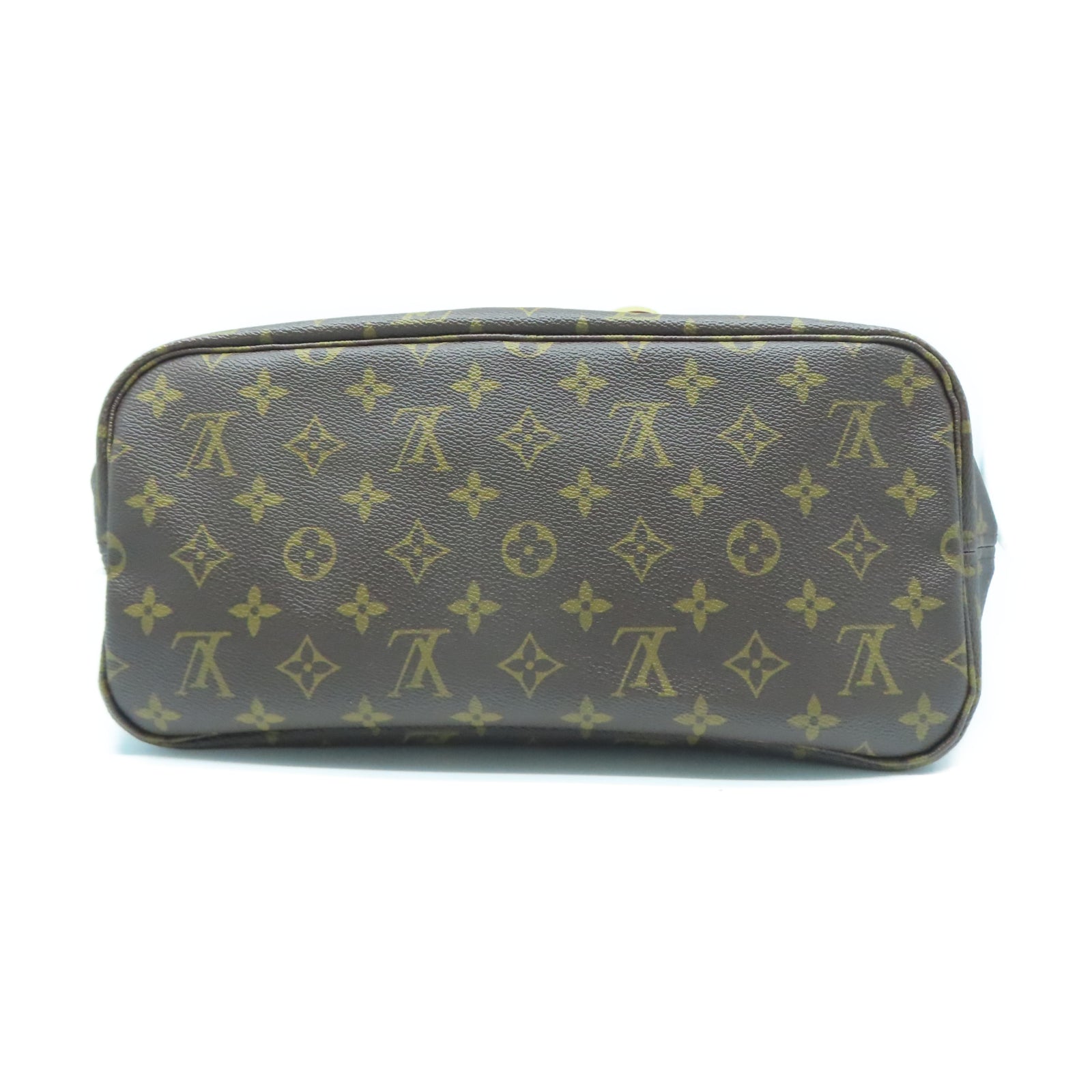 LOUIS VUITTON Monogram Neverfull MM金扣手挽袋棕色
