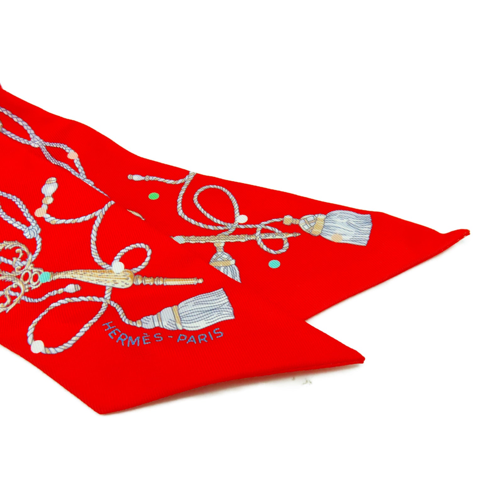 HERMES 絲質Twilly絲巾紅色
