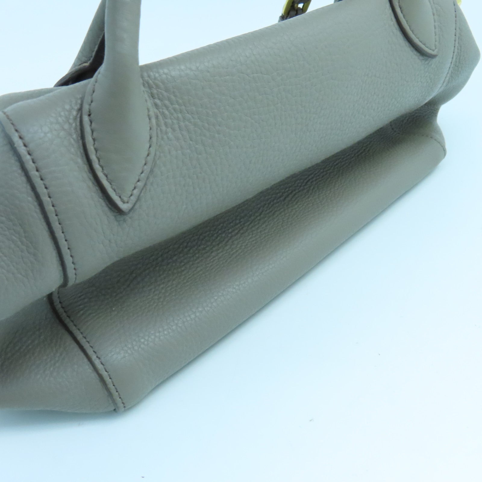 PRADA Cowhide Leather 2way Shoulder Bag Gold Buckle Handle Shoulder Bag Gray