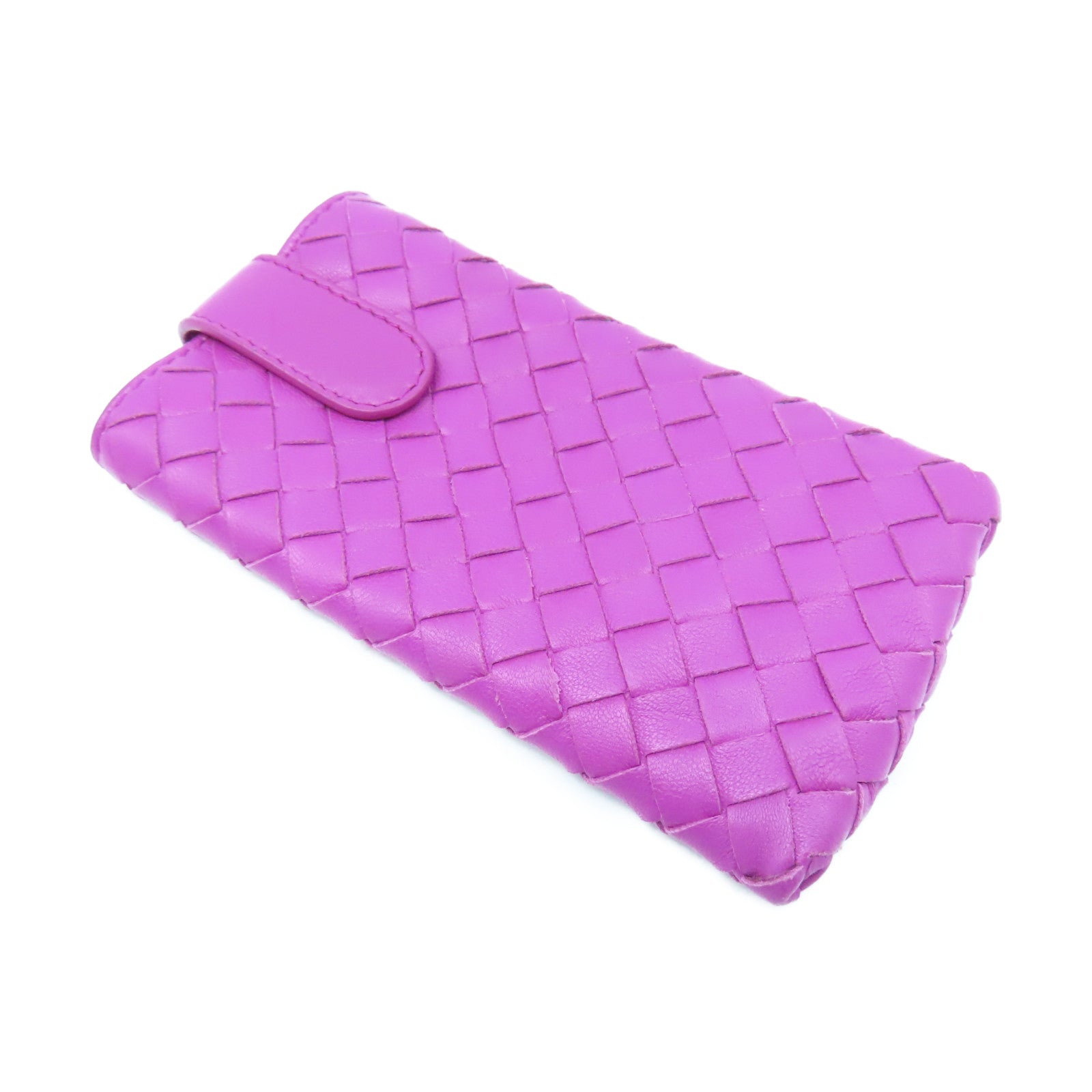 BOTTEGA VENETA Textured Leather Pouch Clutch Purple