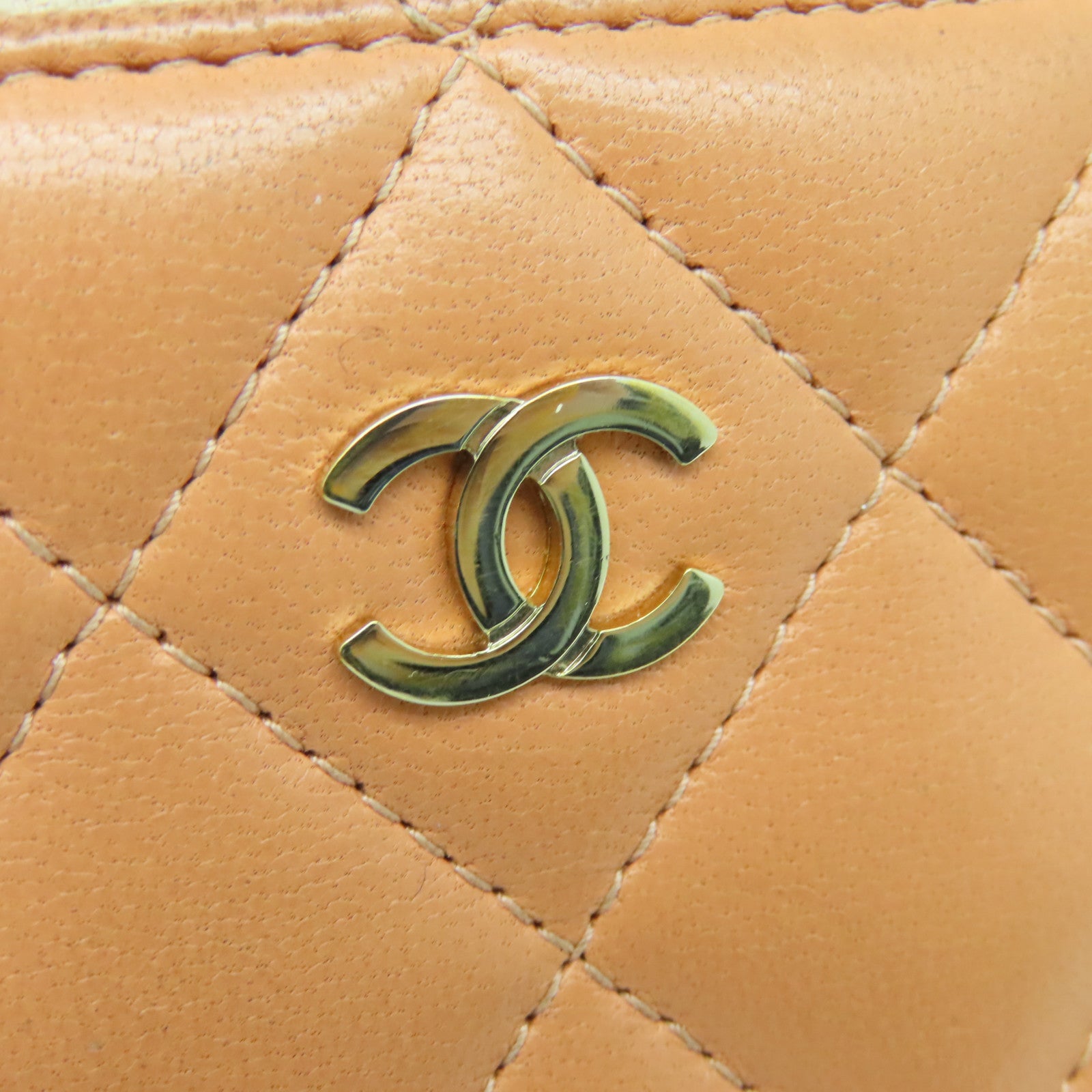 CHANEL 菱格牛皮皮革Wallet金扣錢包粉紅色
