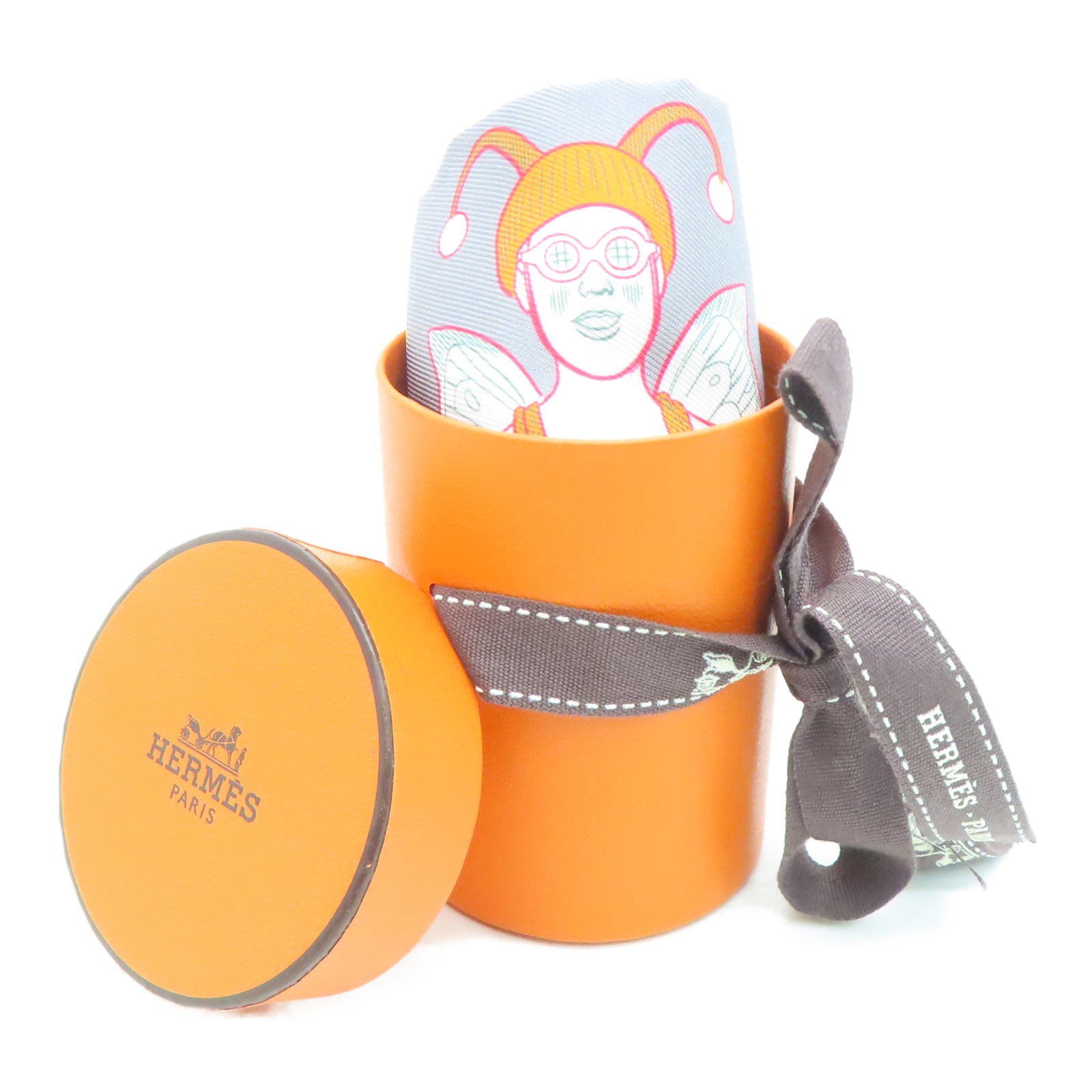 HERMES 丝质Twilly丝巾灰色