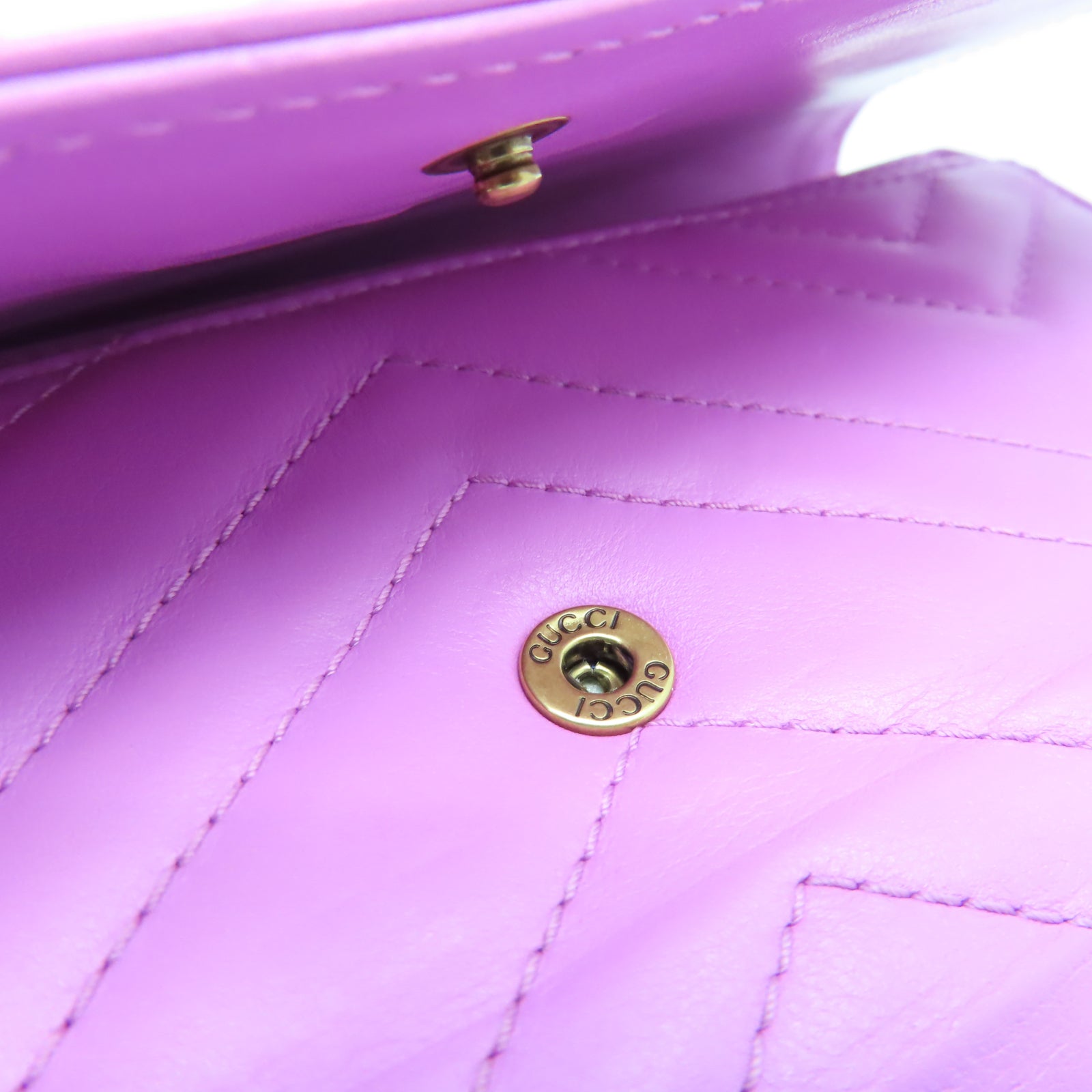 GUCCI 斜紋牛皮皮革GG Marmont Long Wallet金扣長錢包紫色