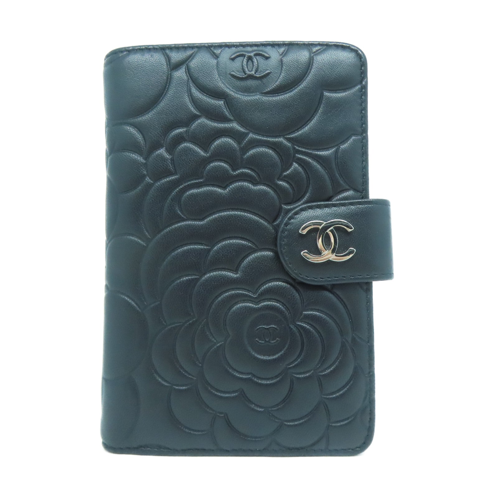 CHANEL 羊皮皮革Wallet銀扣錢包黑色