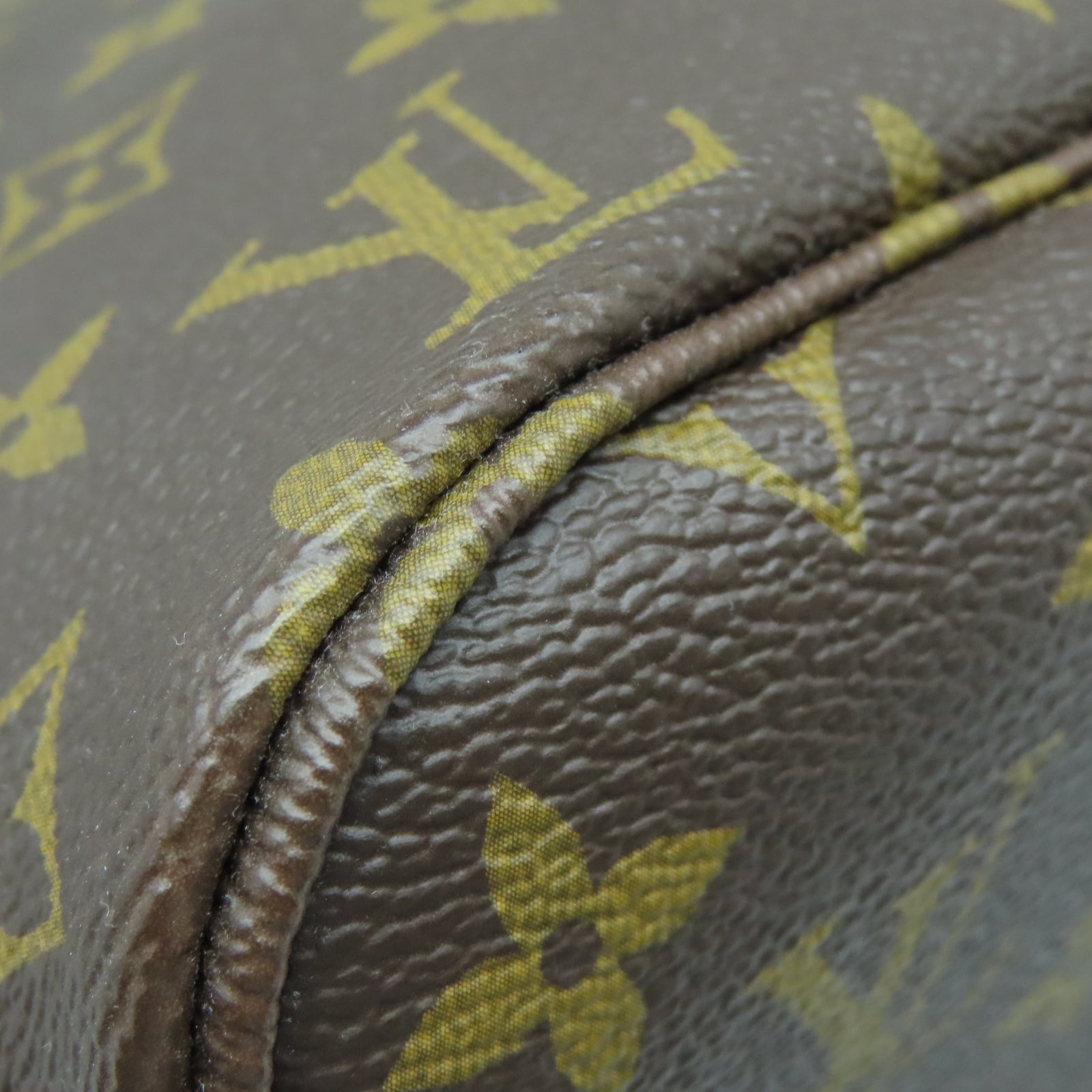 LOUIS VUITTON Monogram Neverfull MM金扣手挽袋棕色