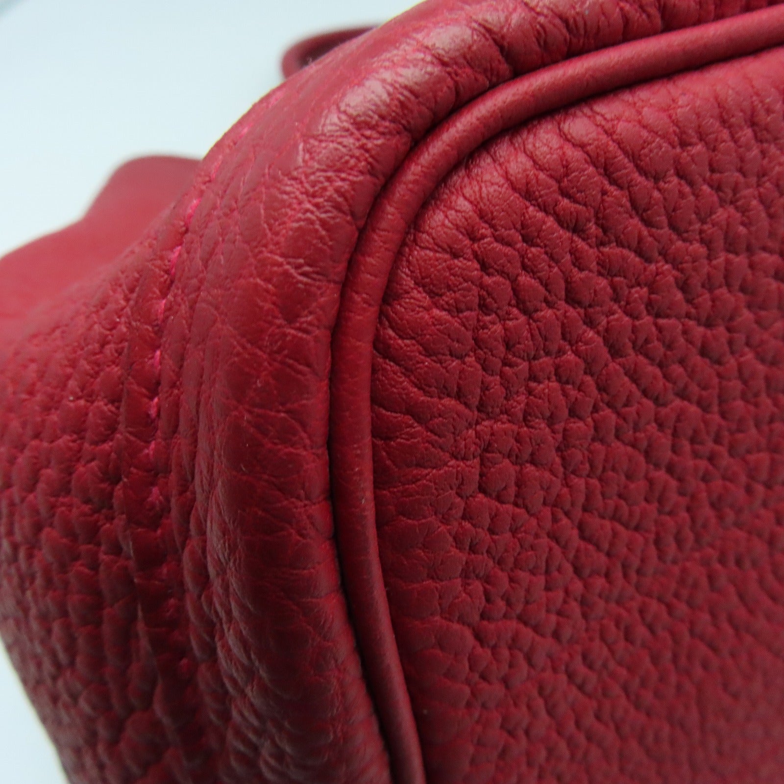 HERMES Negonda Leather GardenParty PM Silver Buckle Handle Bag Rouge Piment Red