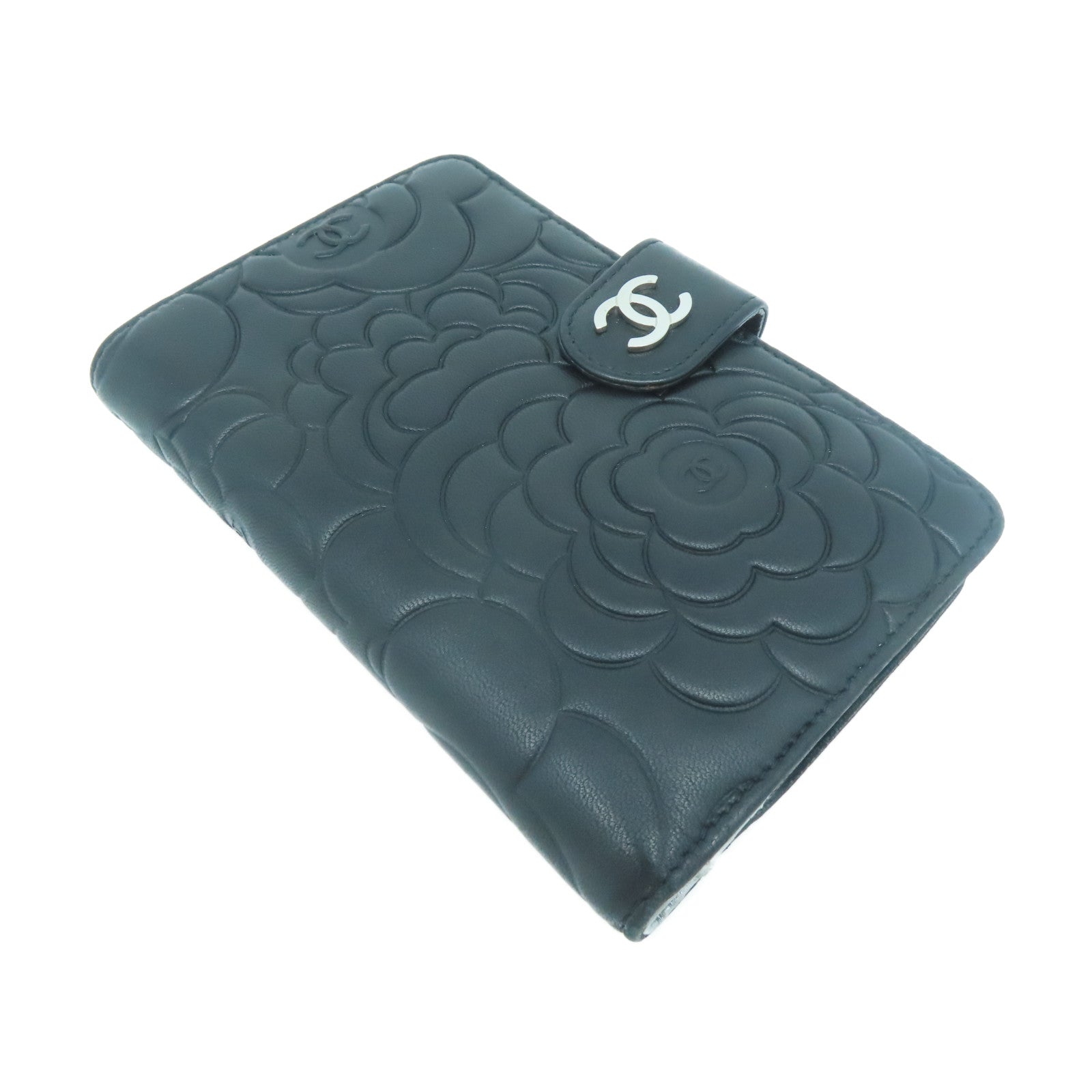 CHANEL 羊皮皮革Wallet銀扣錢包黑色
