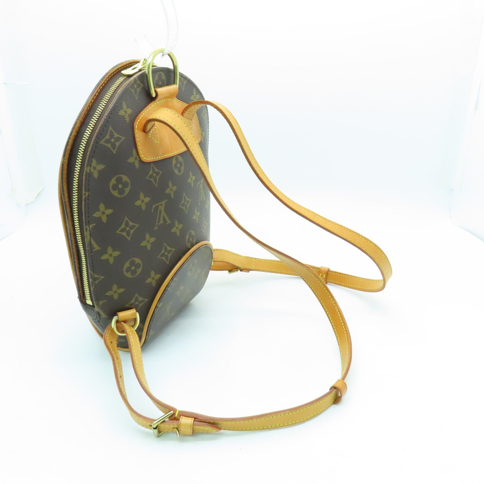 LOUIS VUITTON Monogram Ellipse Sac A Dos Gold Buckle Backpack Brown