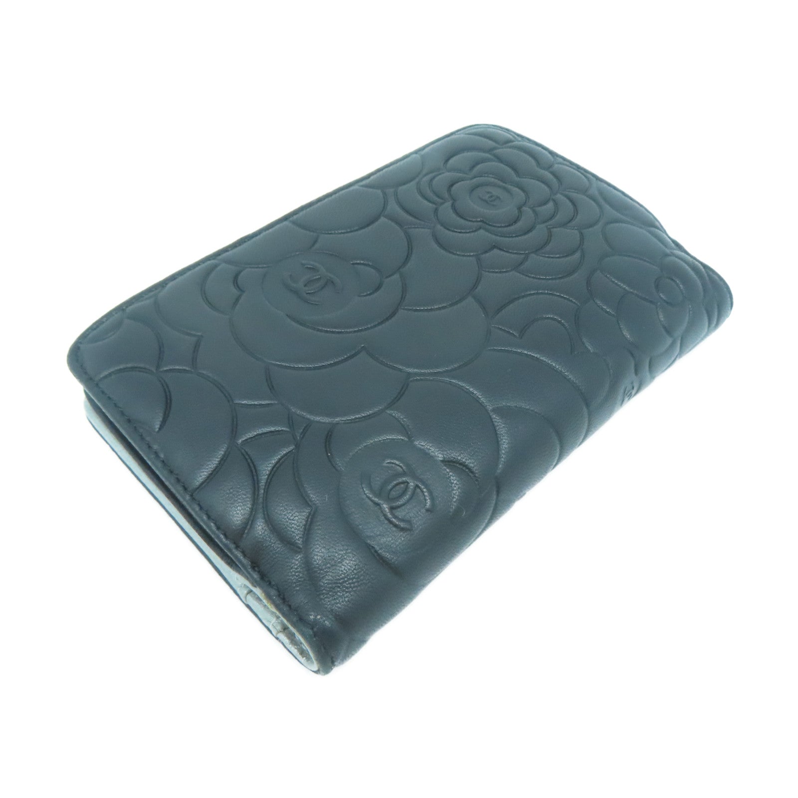 CHANEL 羊皮皮革Wallet銀扣錢包黑色