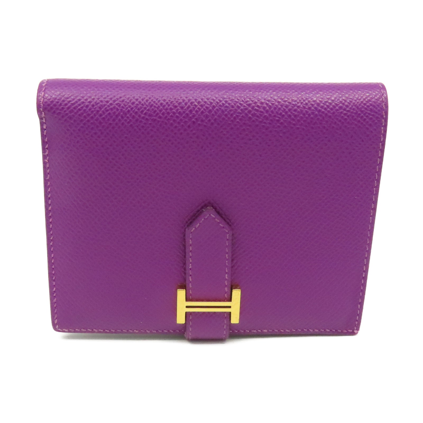 HERMES 【激減優惠】Epsom皮革Bearn Wallet金扣短錢包紫色