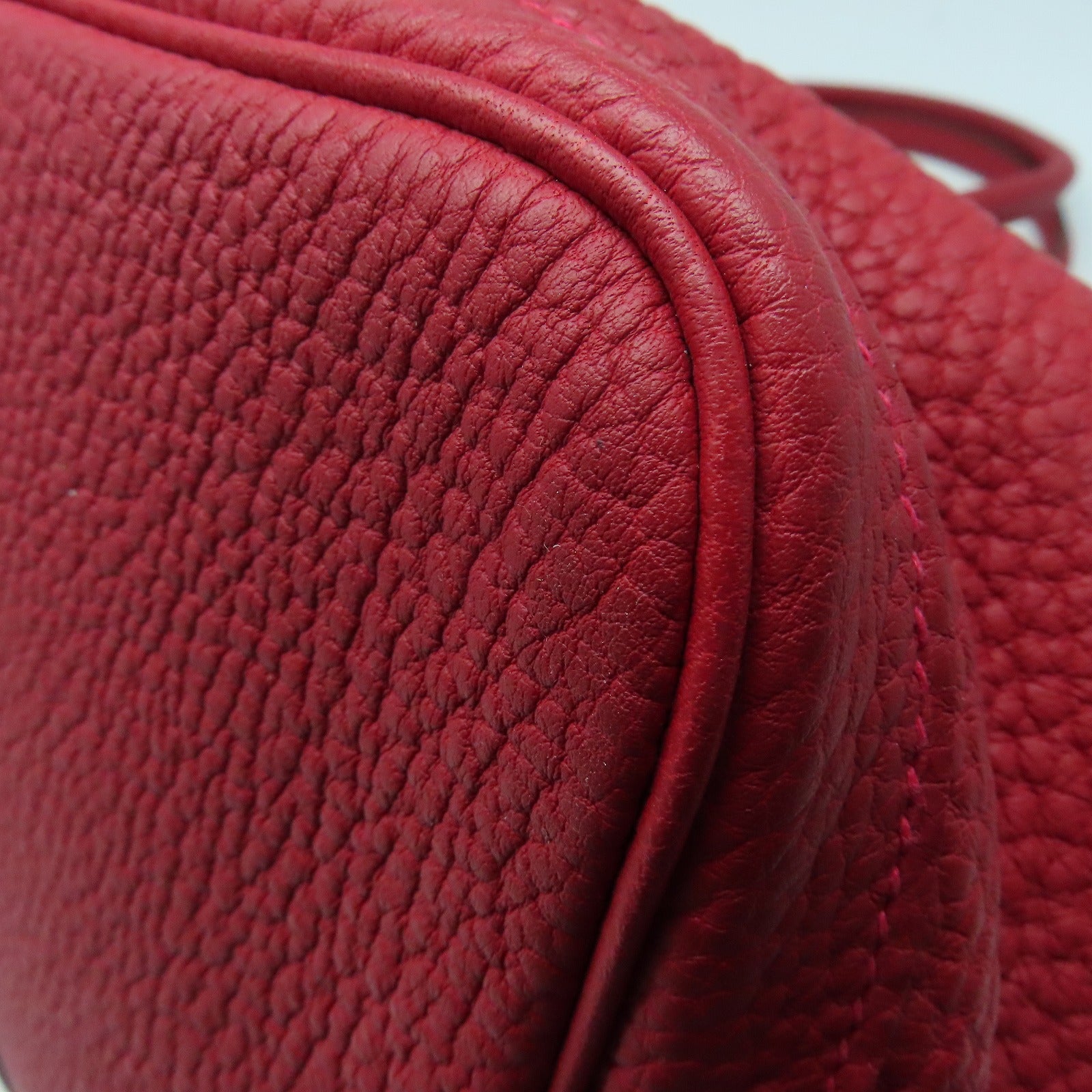 HERMES Negonda Leather GardenParty PM Silver Buckle Handle Bag Rouge Piment Red