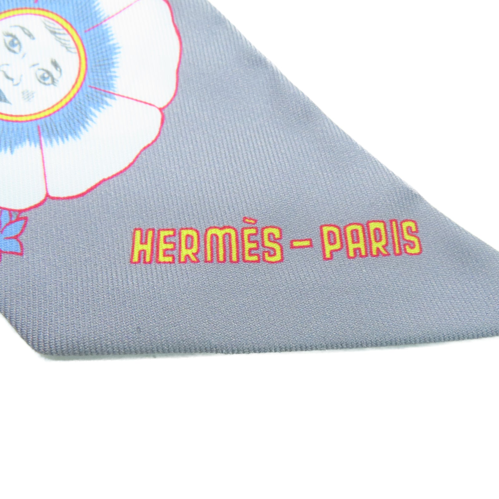 HERMES 丝质Twilly丝巾灰色