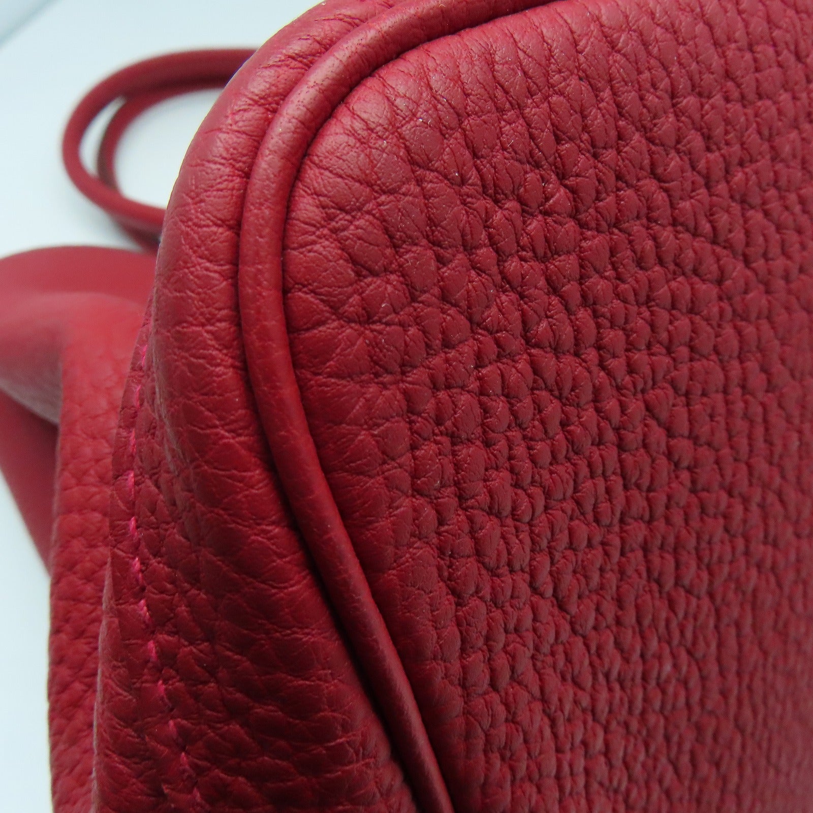 HERMES Negonda Leather GardenParty PM Silver Buckle Handle Bag Rouge Piment Red