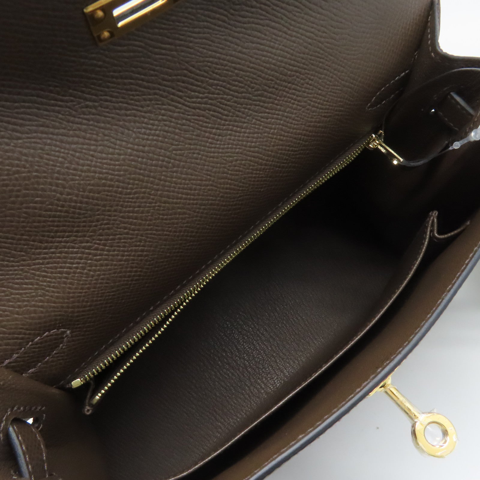 HERMES Epsom皮革Kelly 25金扣手挽肩背兩用袋啡色