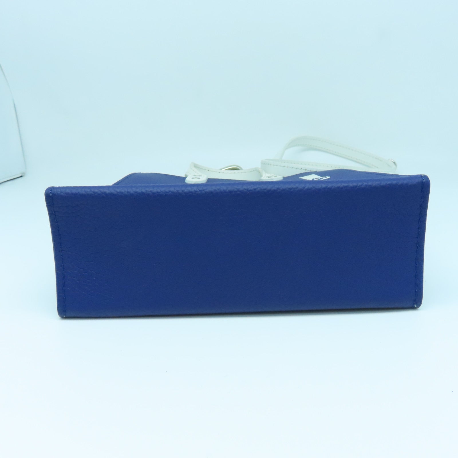 LOUIS VUITTON Cowhide Leather Everyday LV Sac Plat XS Silver Buckle Handle Shoulder Bag Blue/White